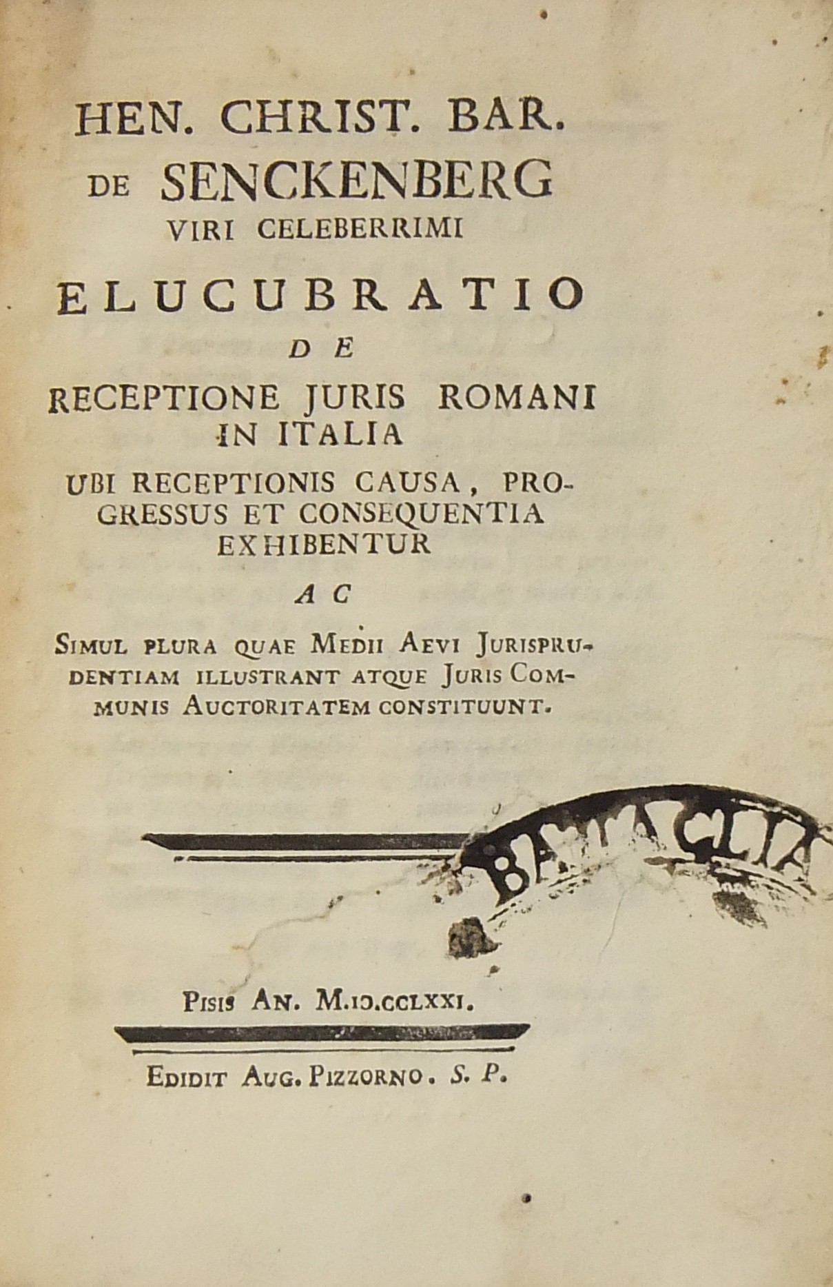 Elucubratio de receptione juris romani in Italia