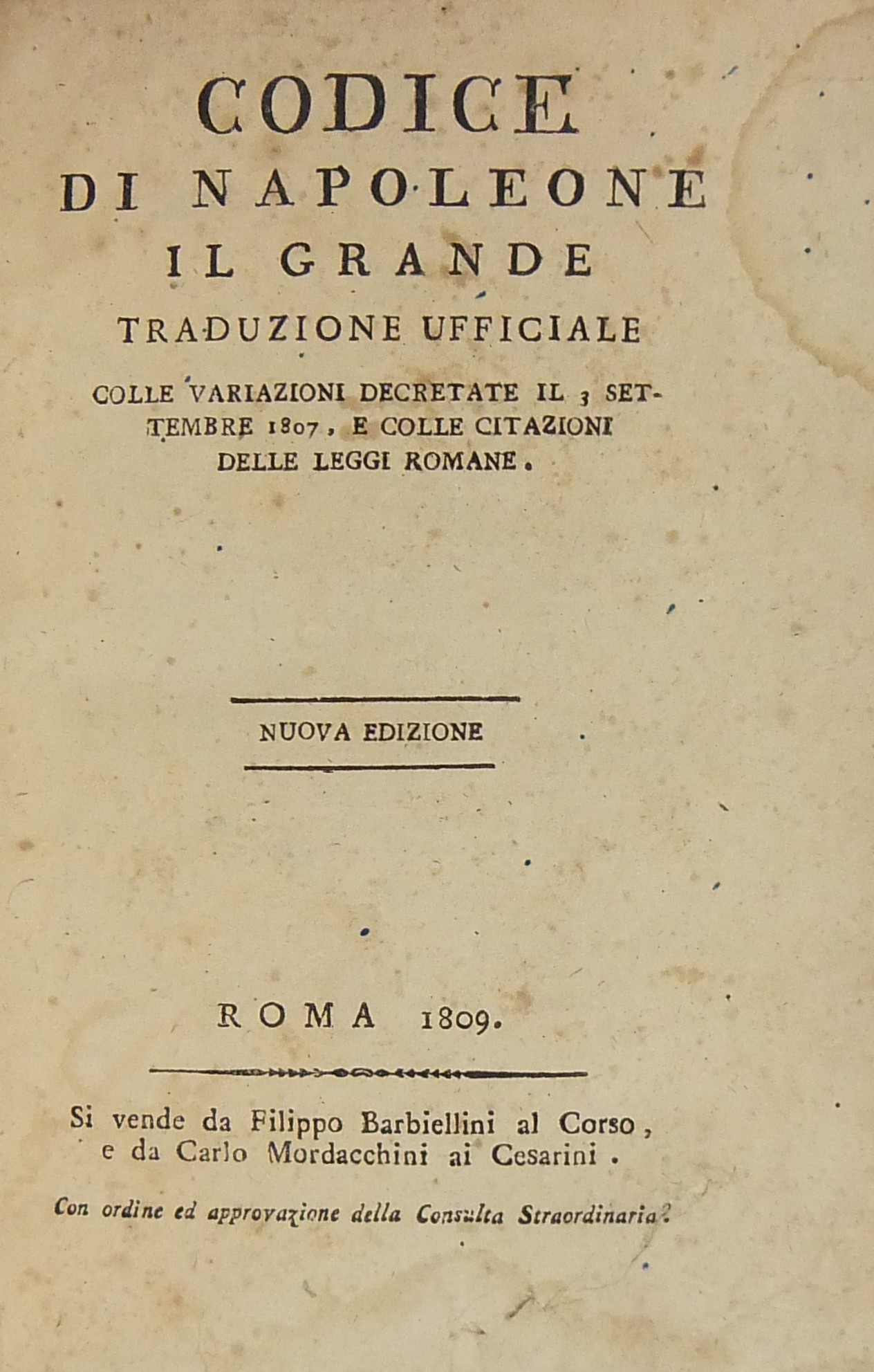 Codice di Napoleone il Grande.