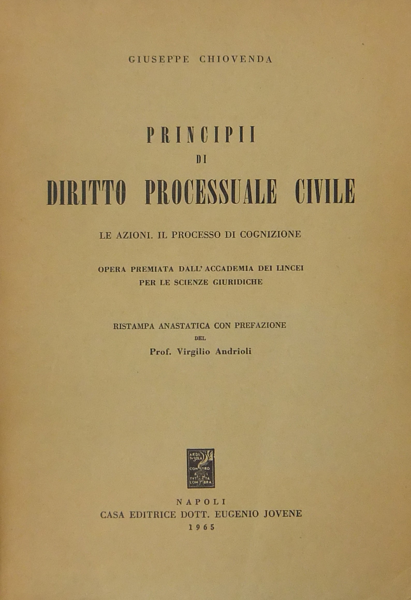 Principii di diritto processuale civile. Le azioni. Il processo di cognizione.