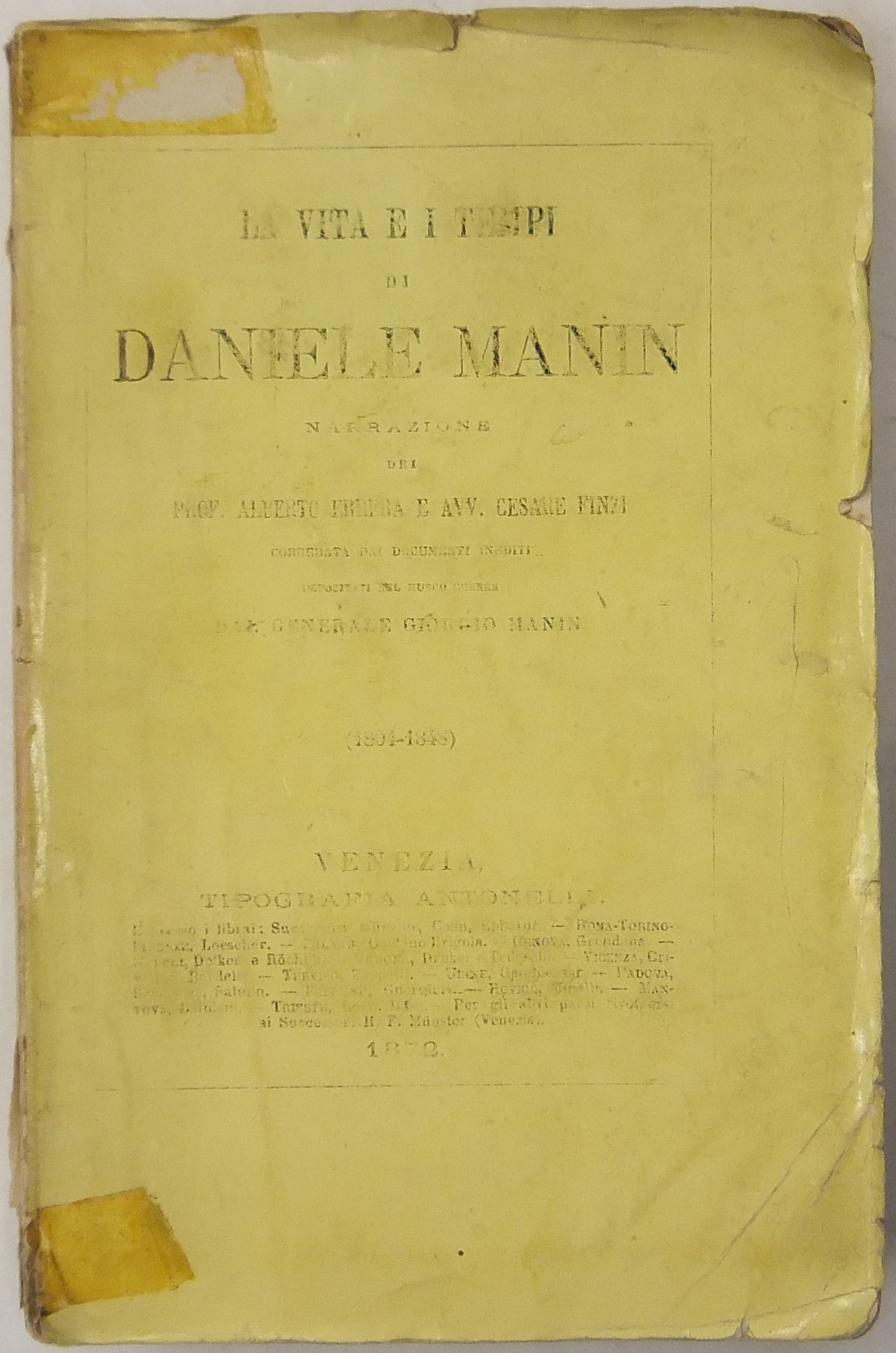 La vita e i tempi di Daniele Manin narrazione... 