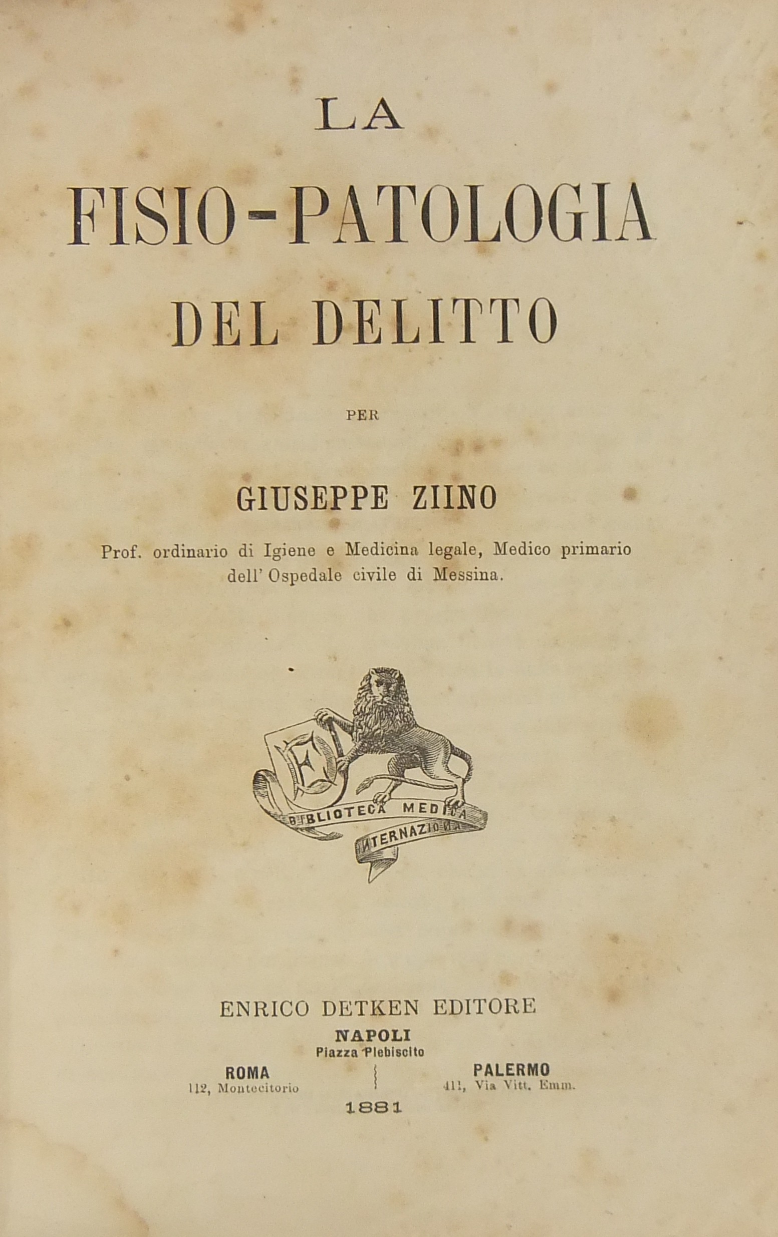 La fisio-patologia del delitto