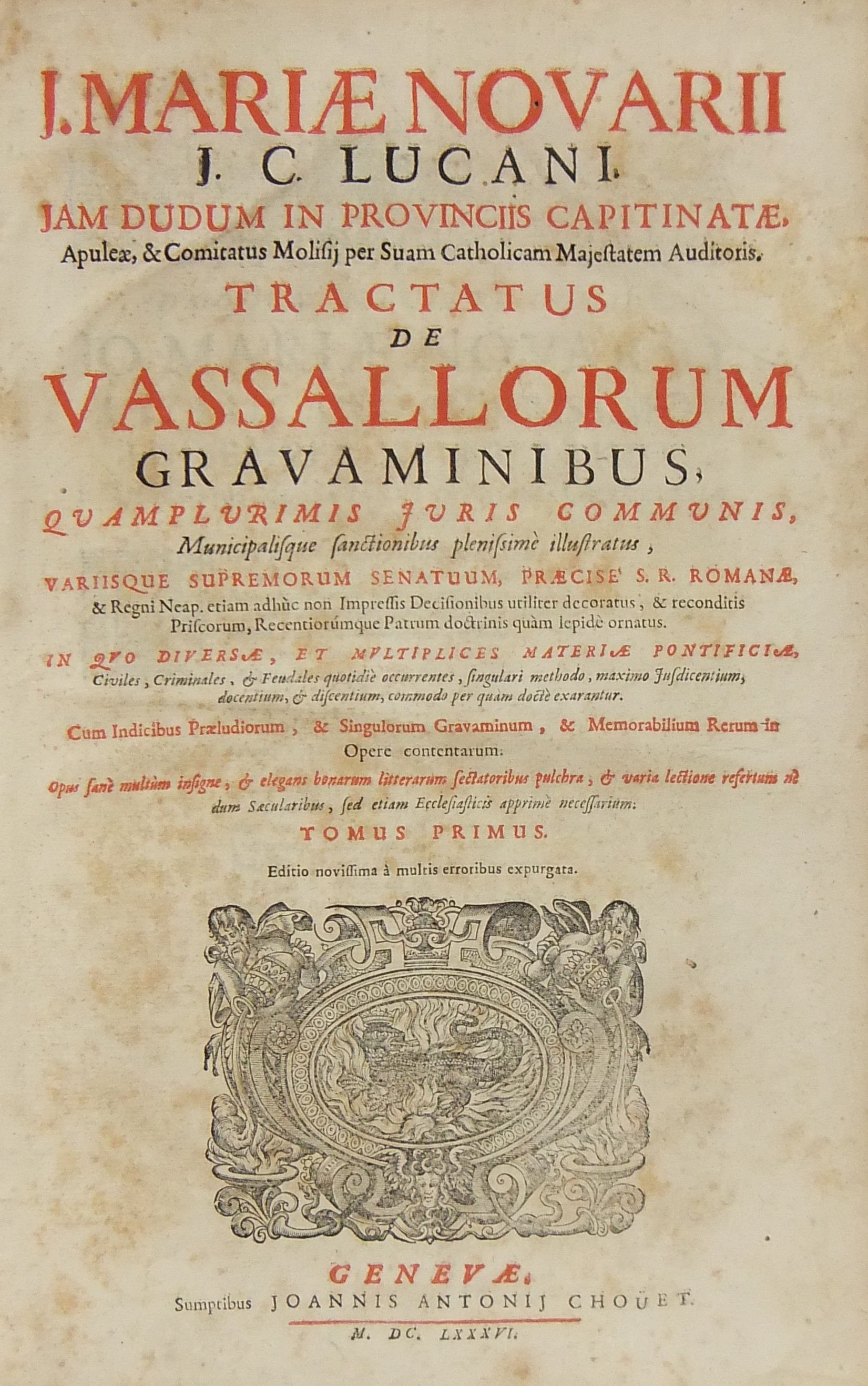 J. Mariae Novarii.. Tractatus de vassallorum gravaminibus