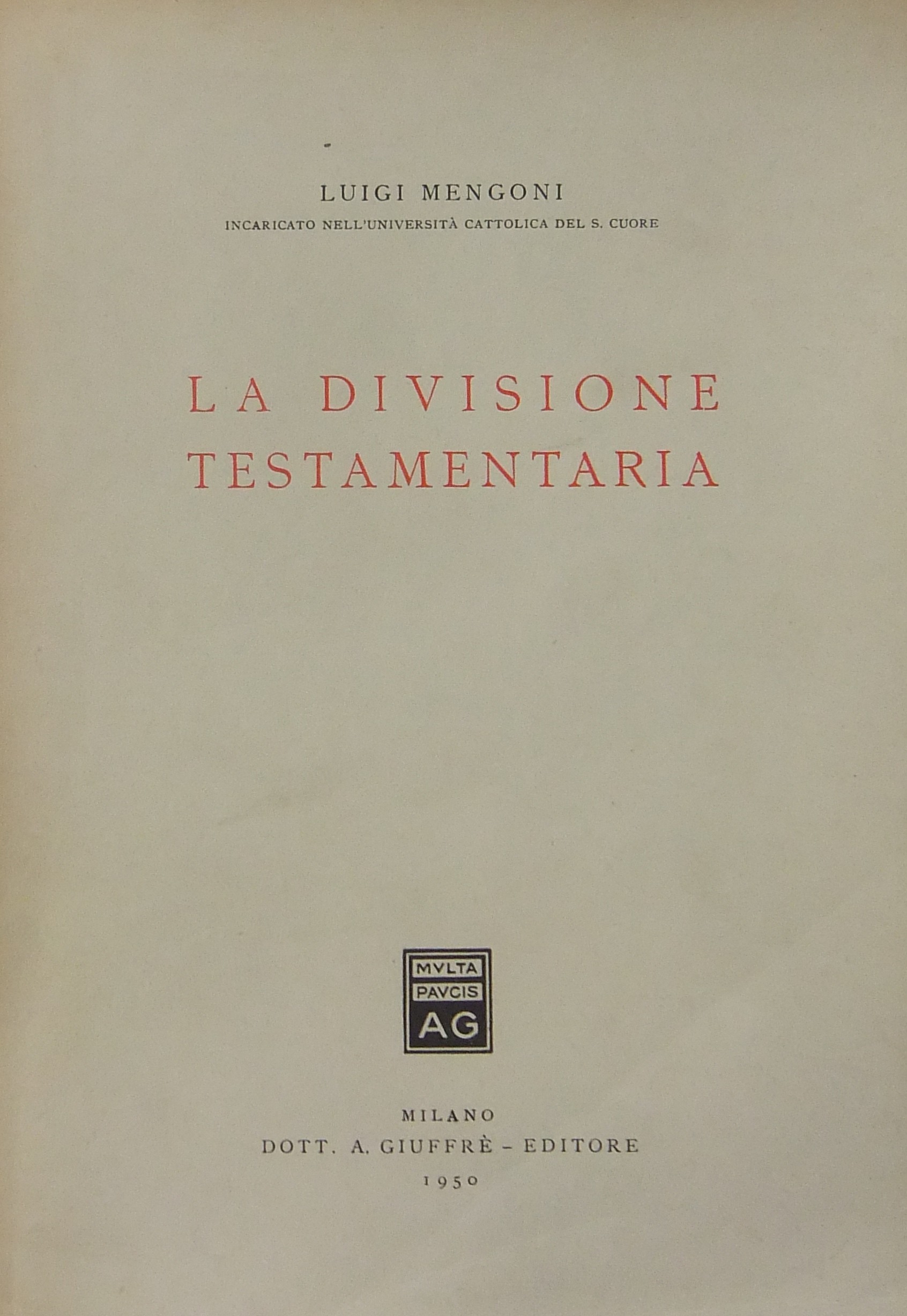 La divisione testamentaria