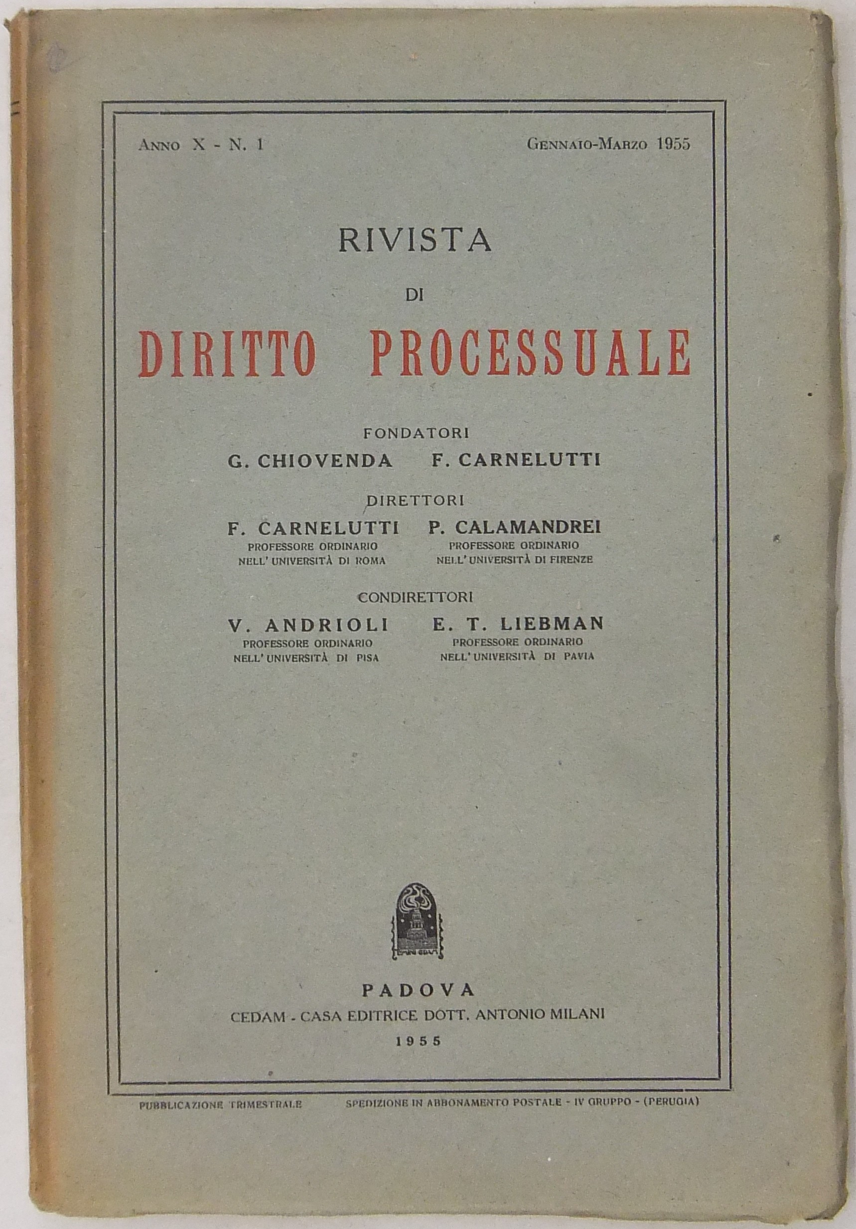 Rivista di Diritto Processuale. Annata 1955.