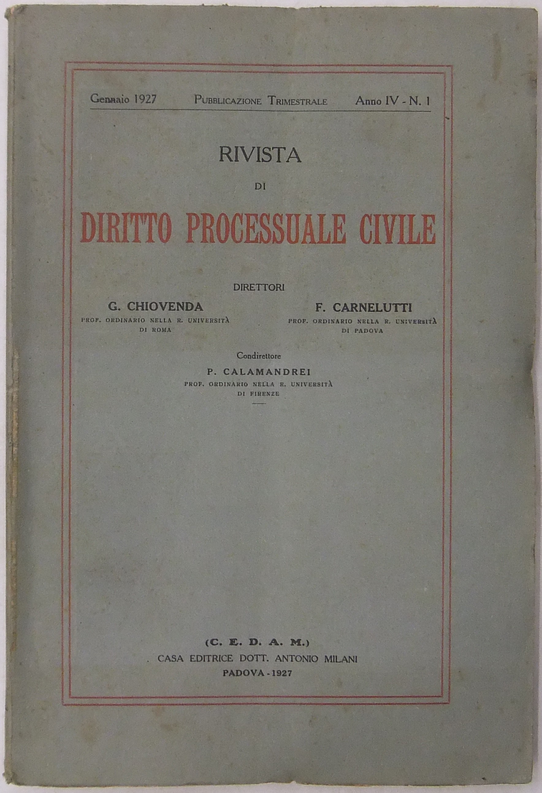 Rivista di Diritto Processuale Civile. Annata 1927. 