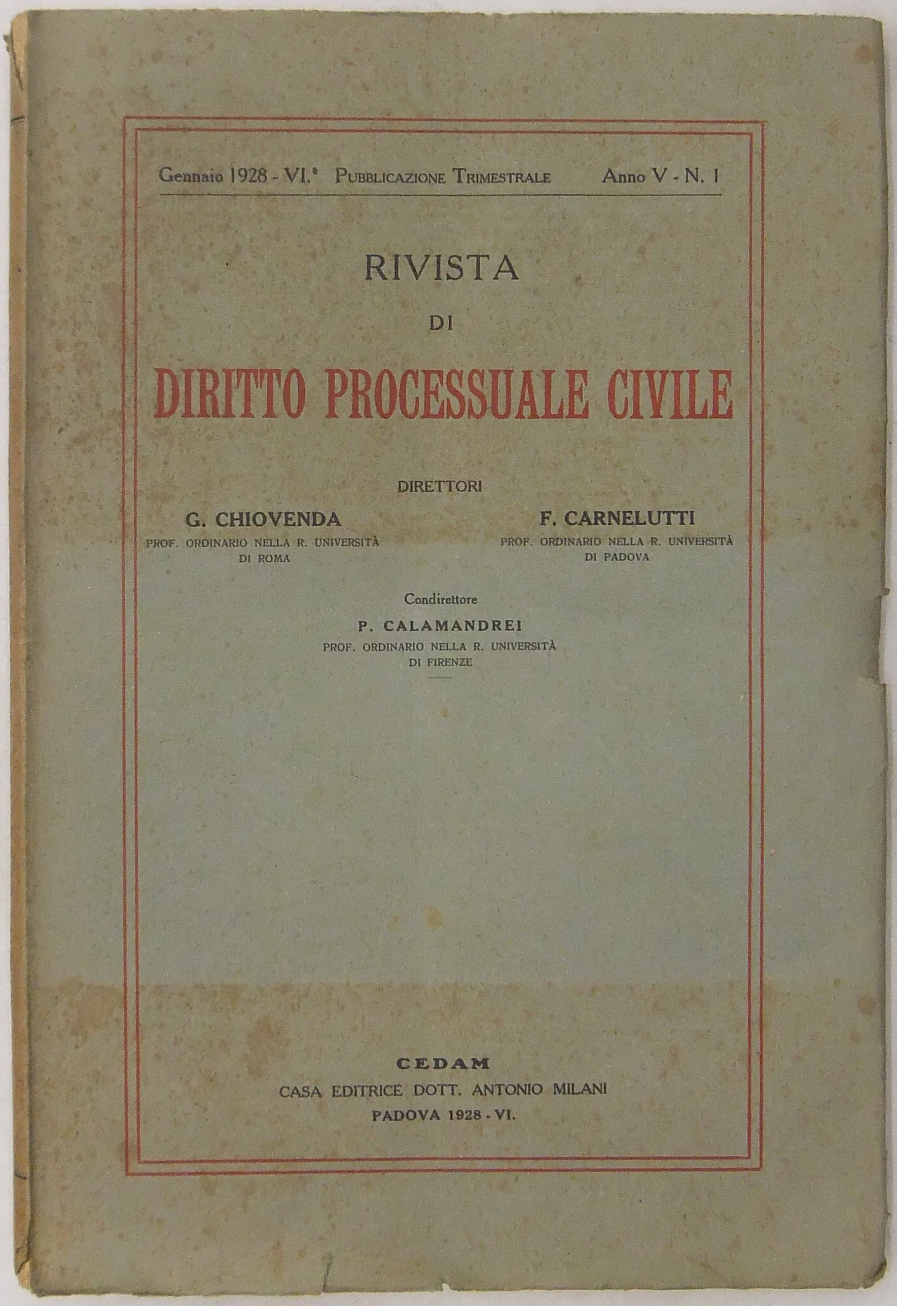 Rivista di Diritto Processuale Civile. Annata 1928. 