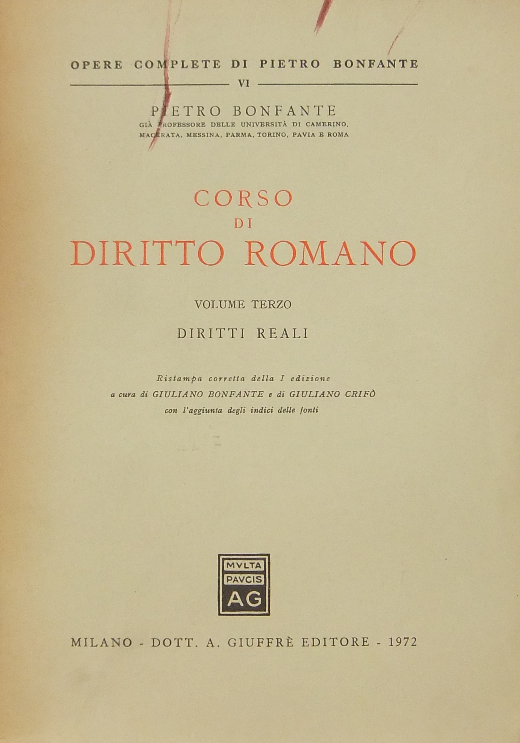 Corso di diritto romano. Vol. III - Diritti reali.