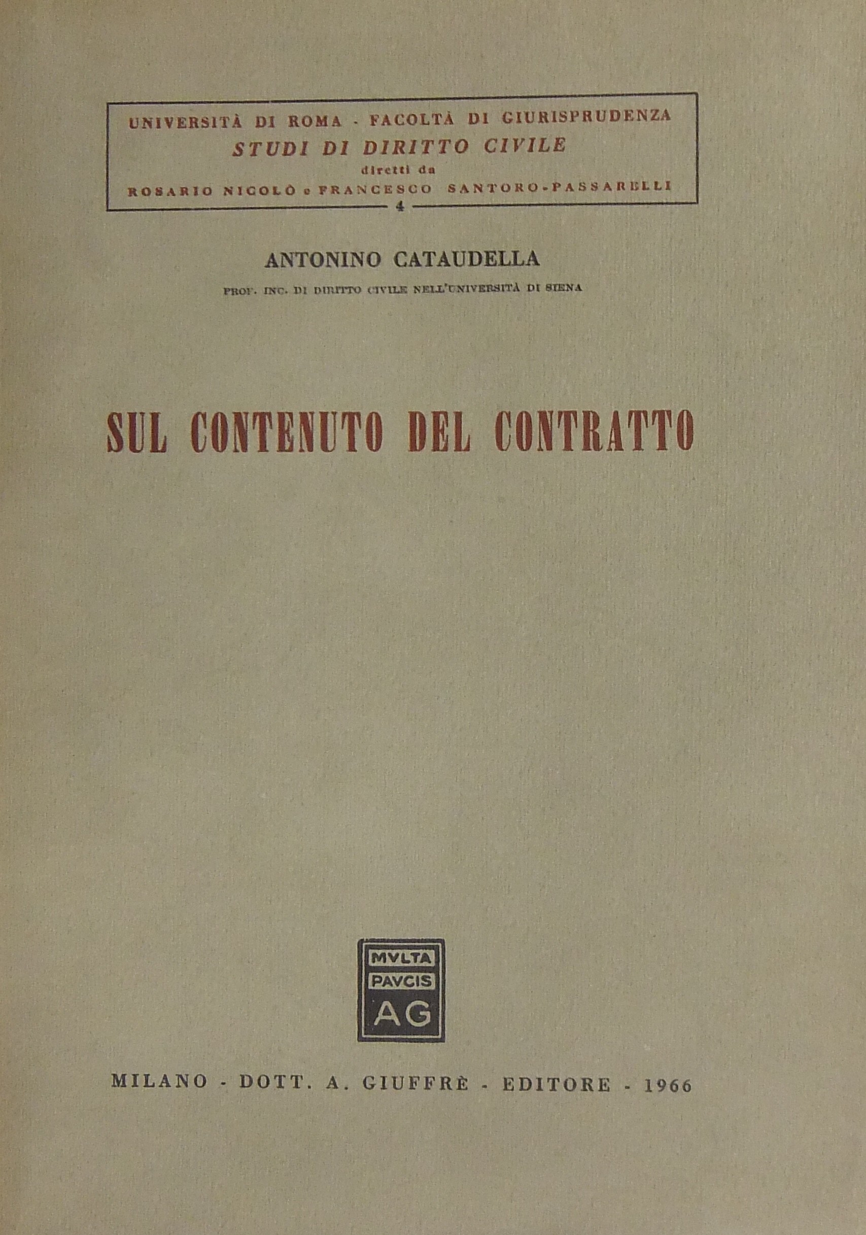 Sul contenuto del contratto