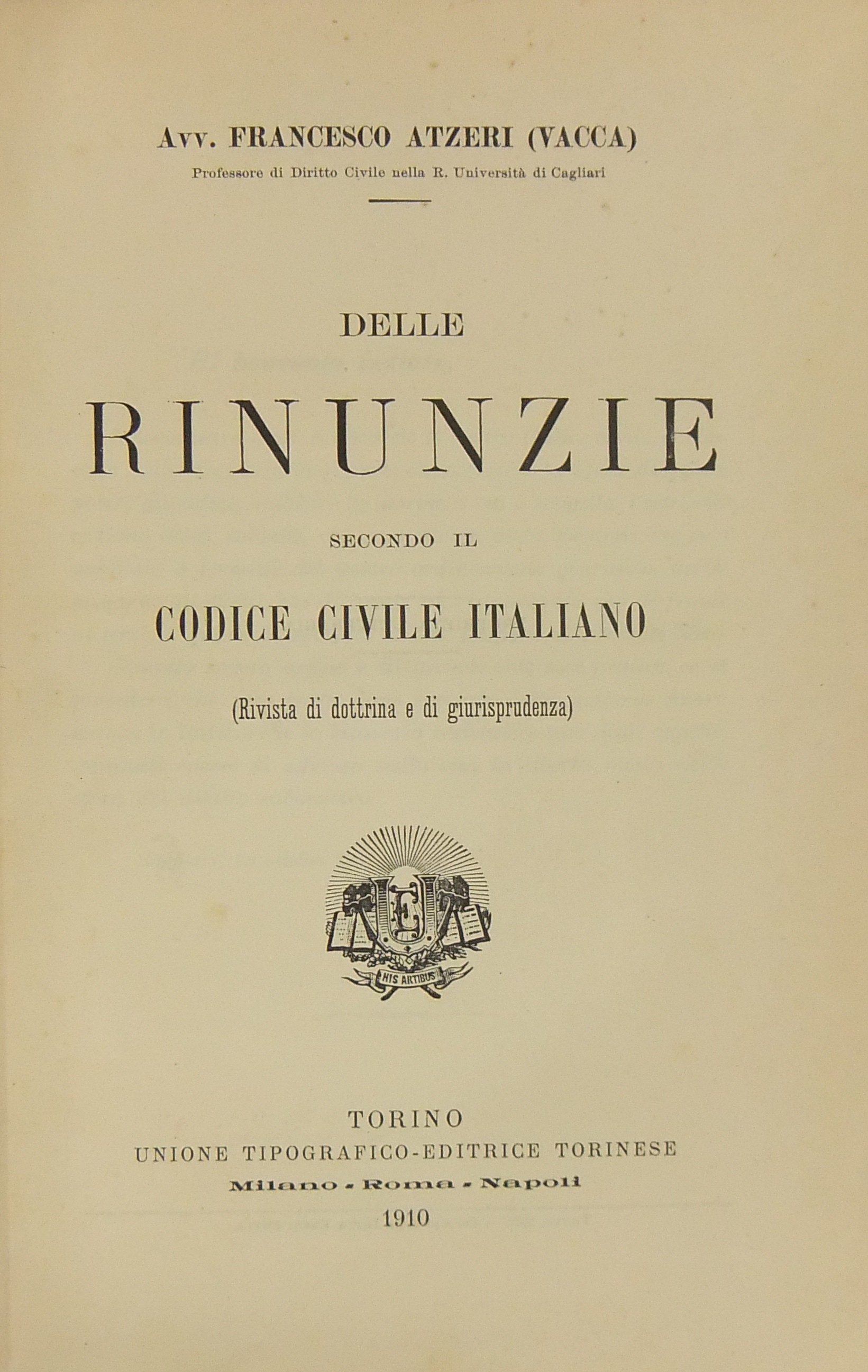 Delle rinunzie secondo il Codice civile italiano.