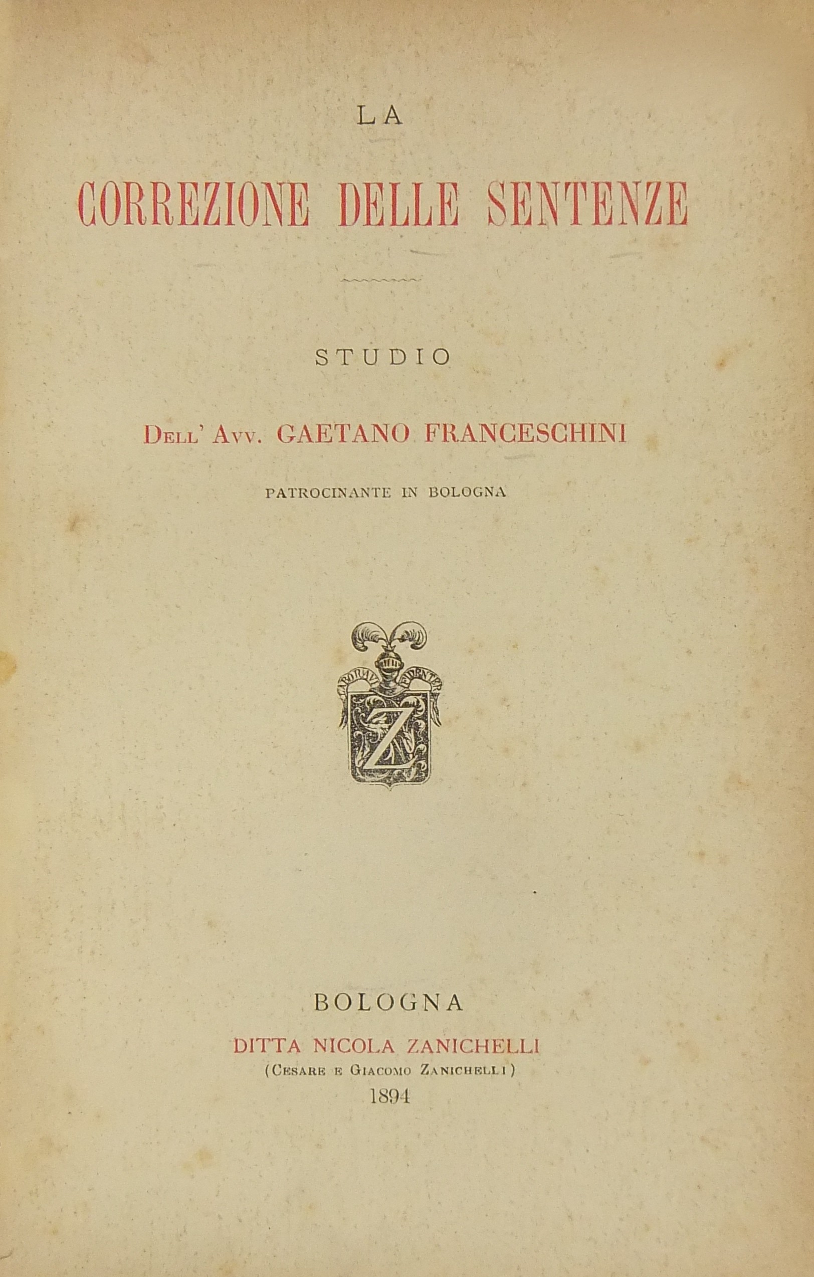 La correzione delle sentenze. Studio