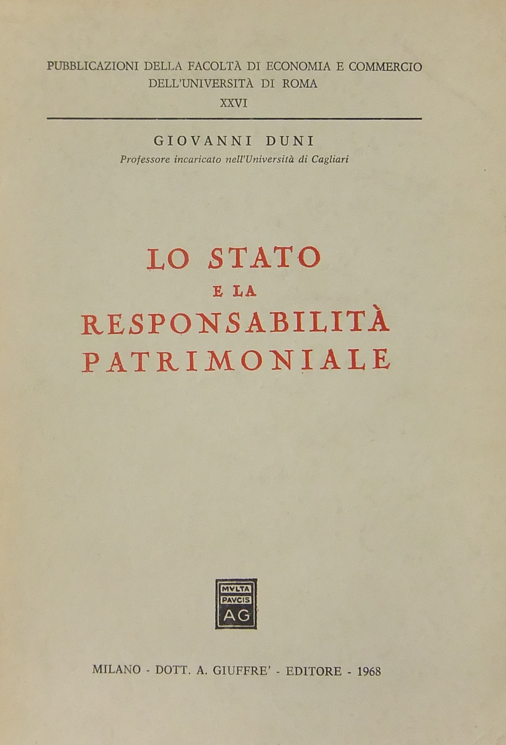 Lo Stato e la responsabilità patrimoniale
