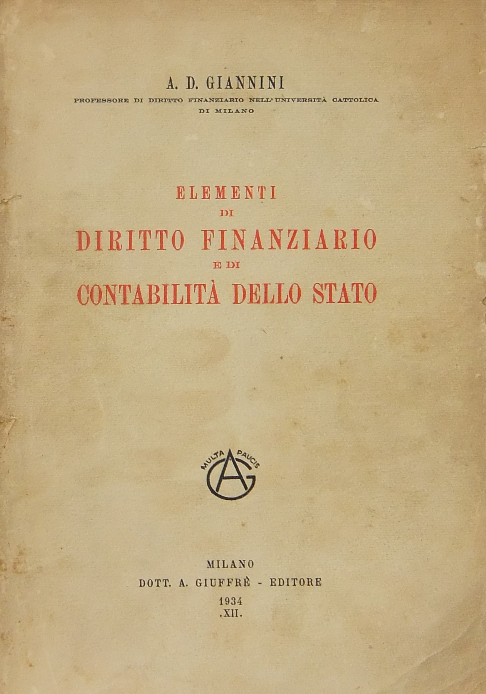 Elementi di diritto finanziario e di contabilità dello Stato