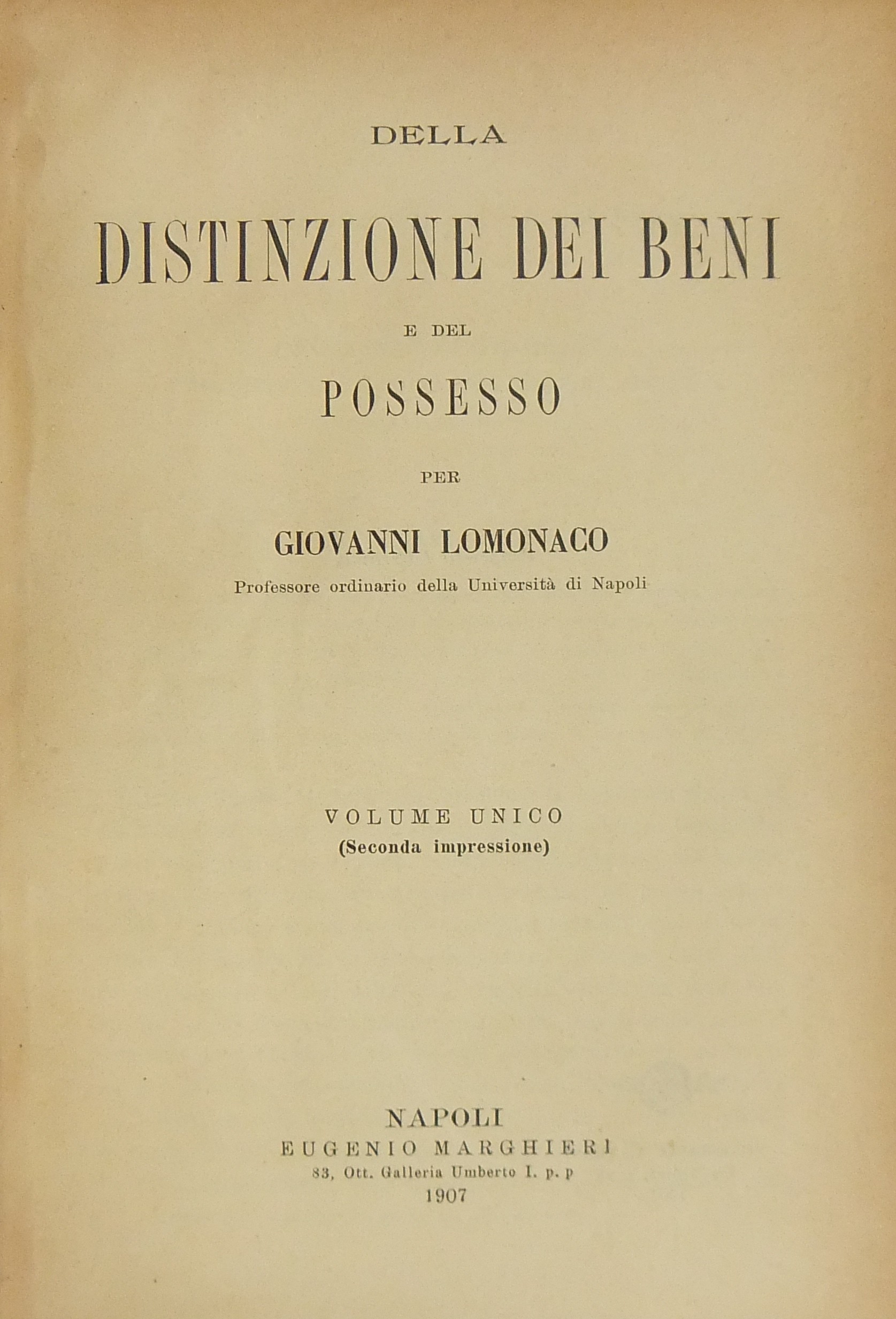 Della distinzione dei beni e del possesso
