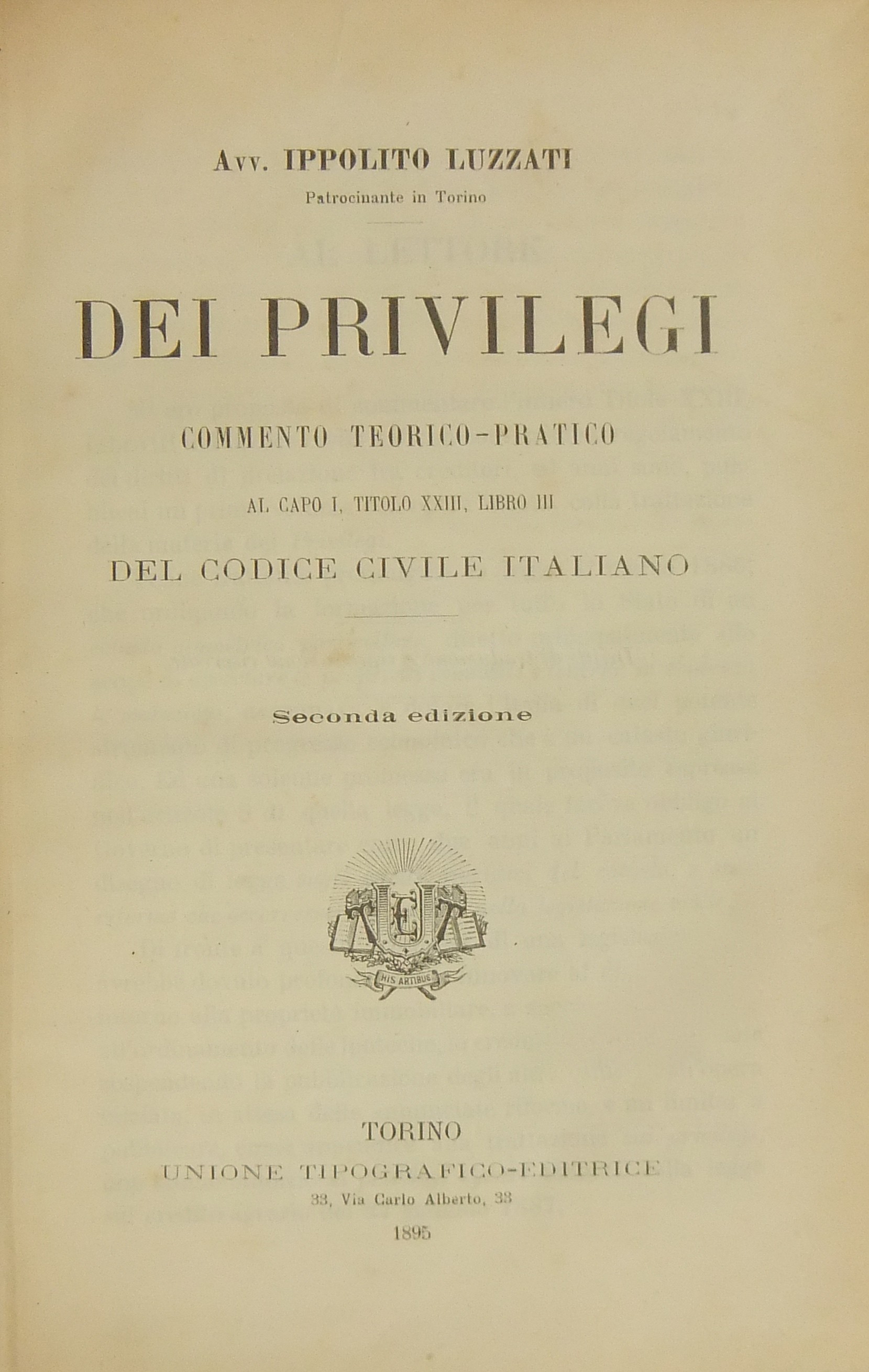 Dei privilegi. Commento teorico-pratico al Capo I