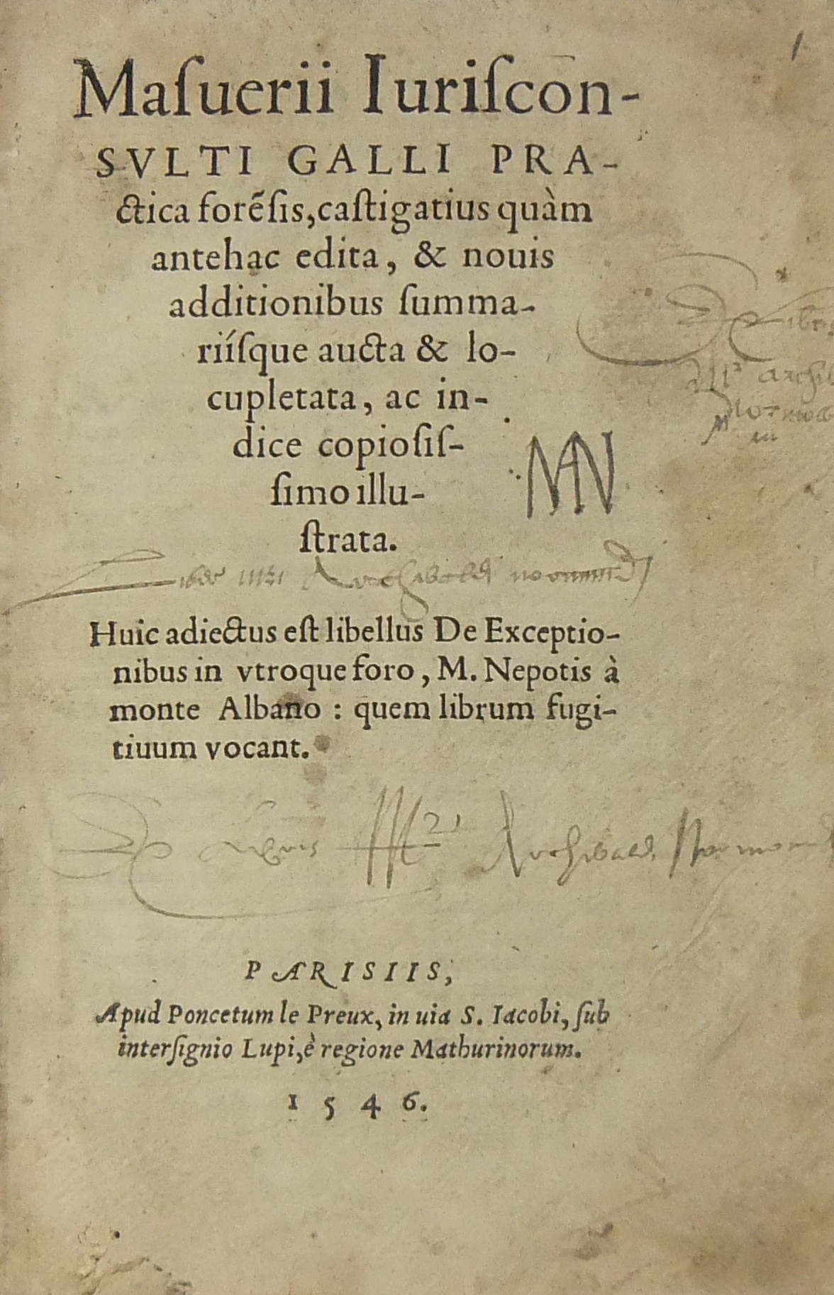 Masuerii Iurisconsulti Galli practica foresis cast