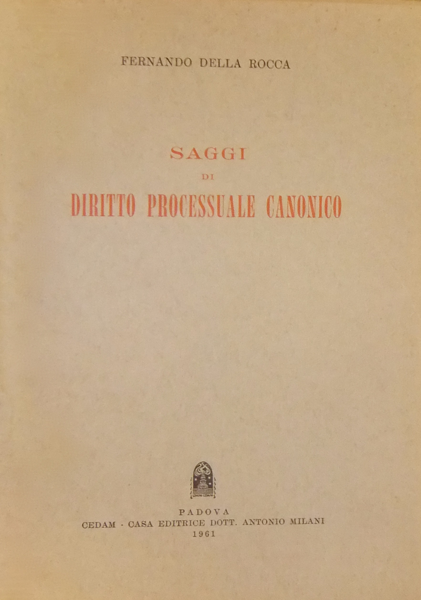 Saggi di diritto processuale canonico