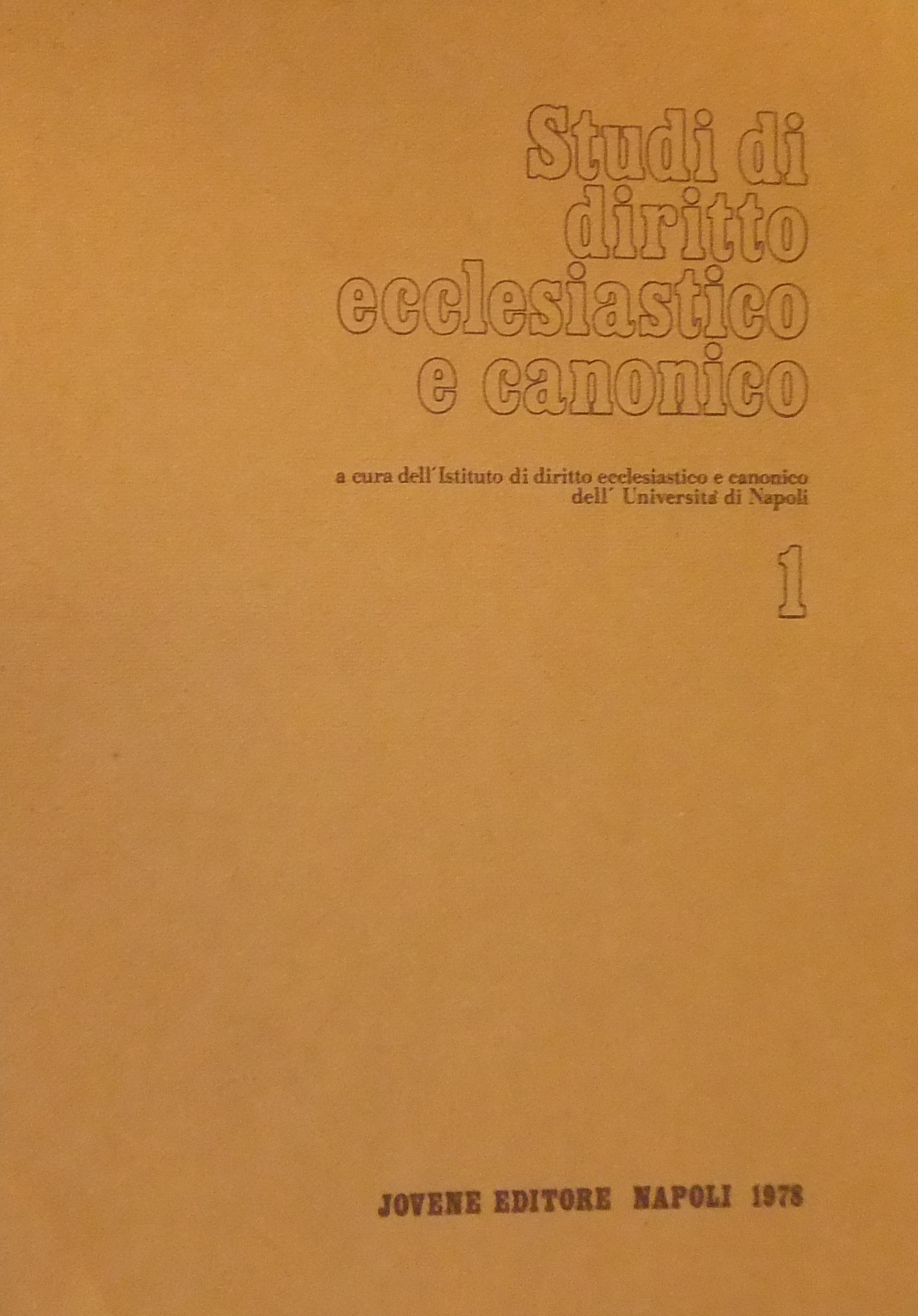 Studi di diritto ecclesiastico e canonico.