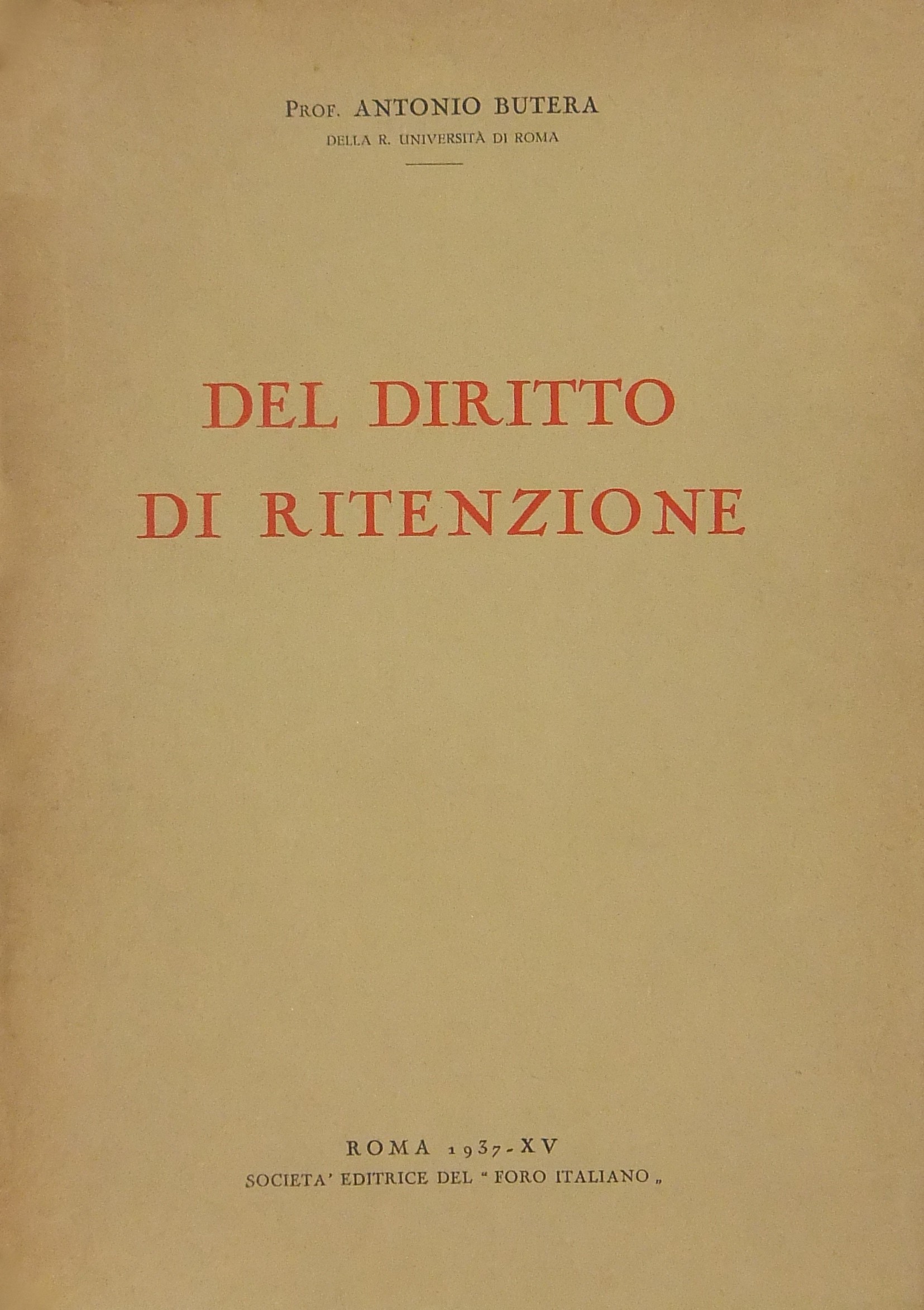 Del diritto di ritenzione