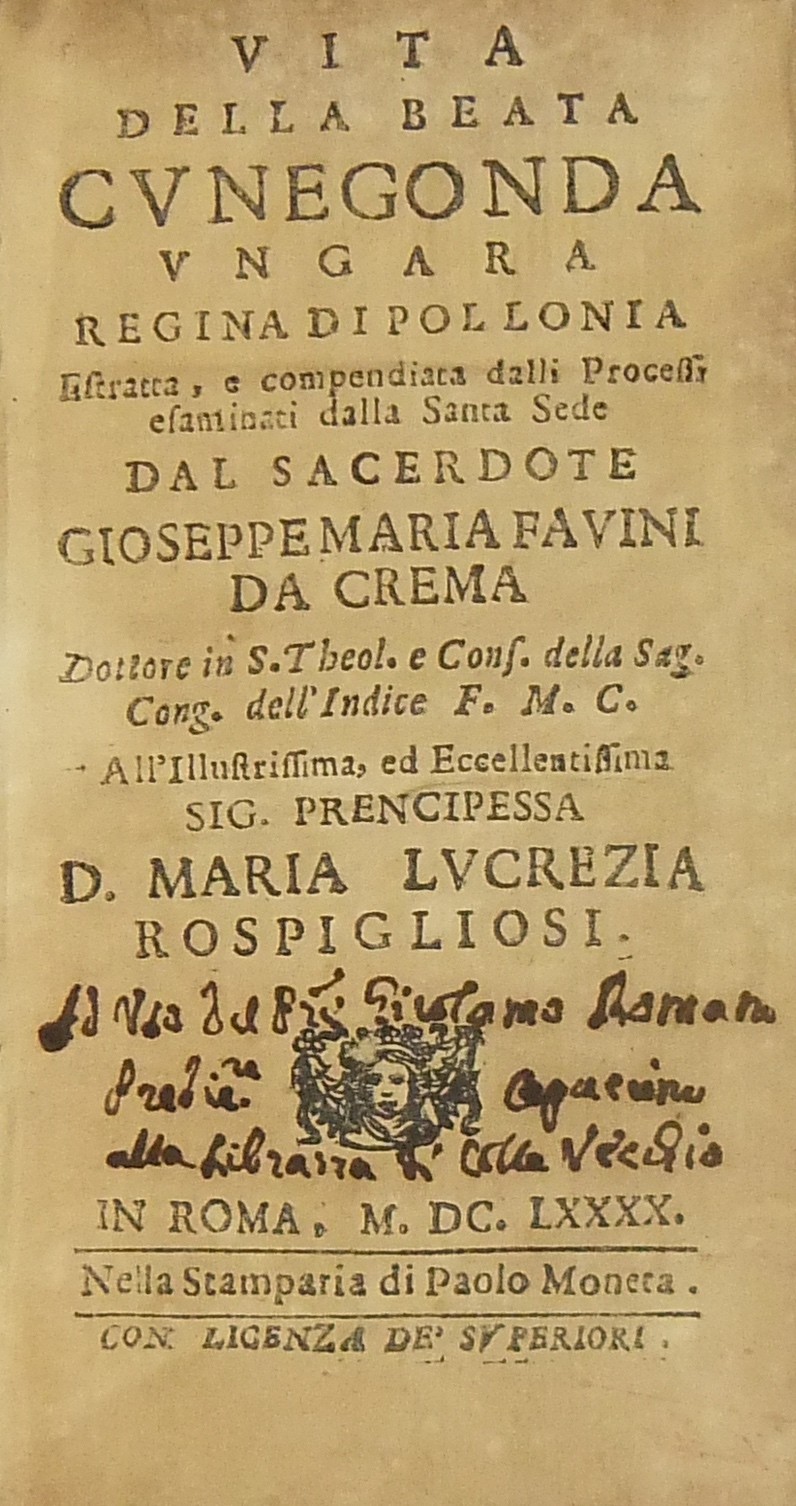 Vita della beata Cunegonda vngara regina di Pollonia 