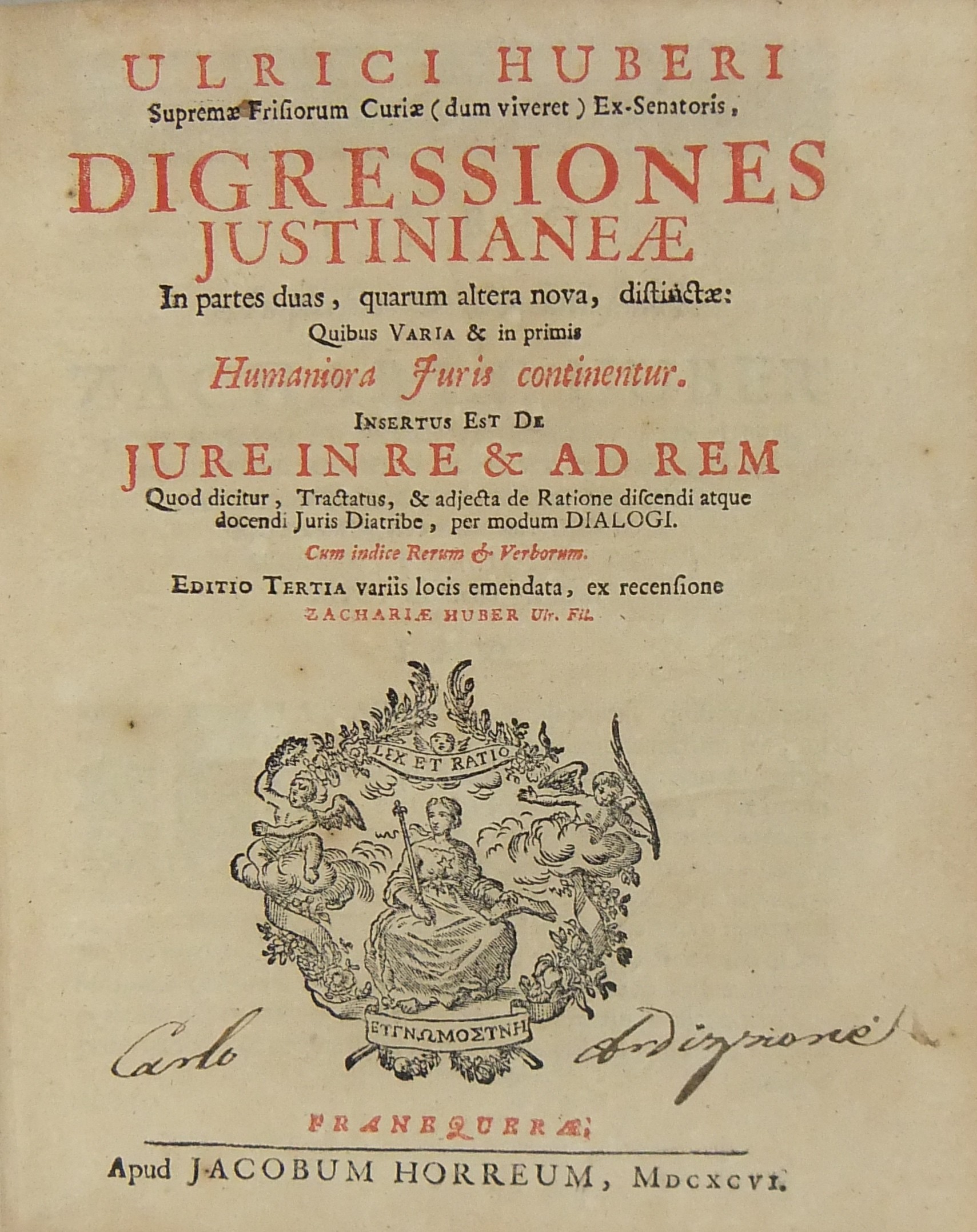 Ulrici Huberi... Digressiones Justinianeae