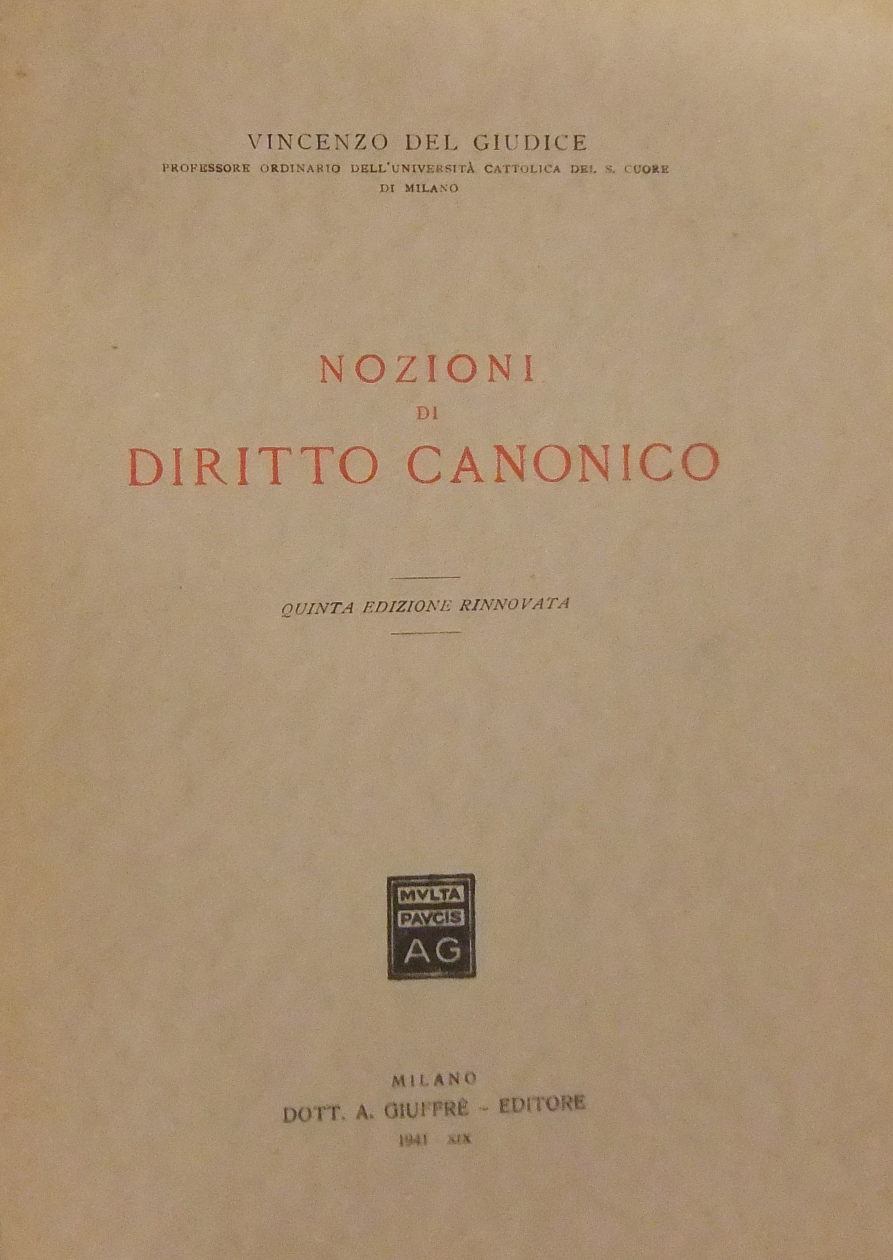 Nozioni di diritto canonico