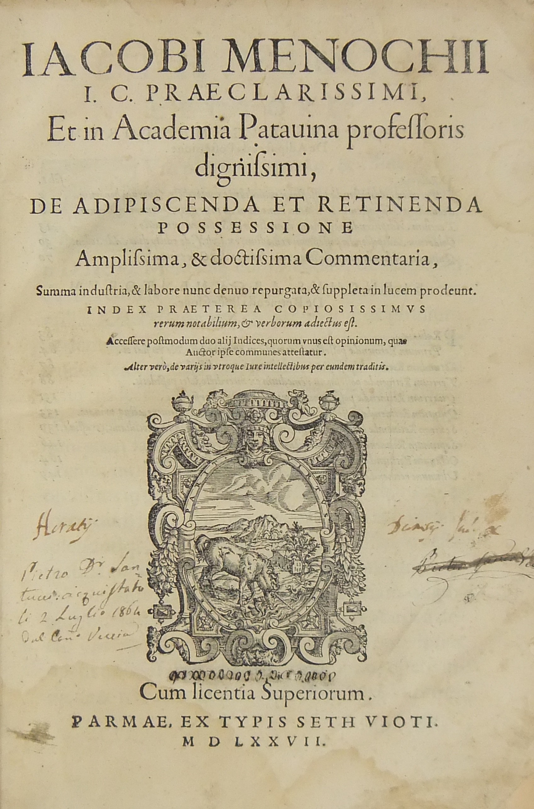 Iacobi Menochii... De adipiscenda et retinenda possessione