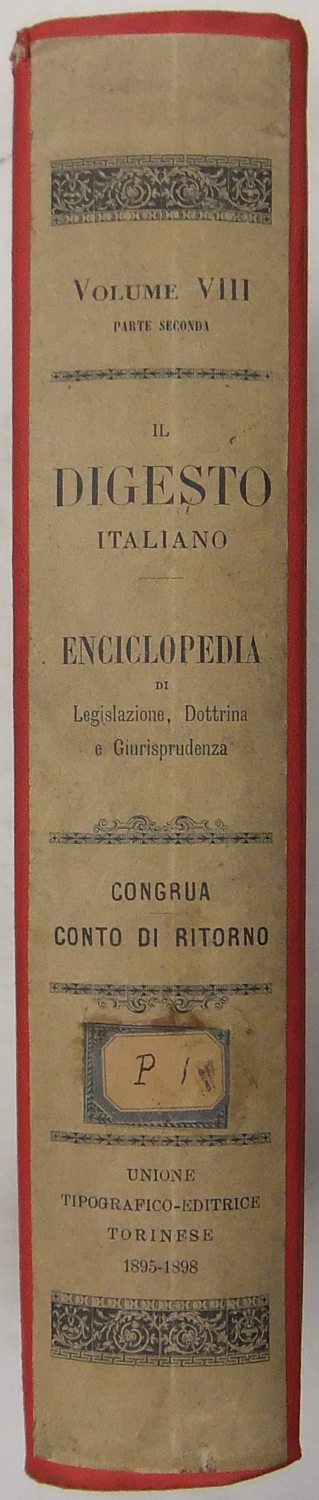 Il Digesto Italiano. Vol. VIII parte seconda - Congrua-Conto di ritorno