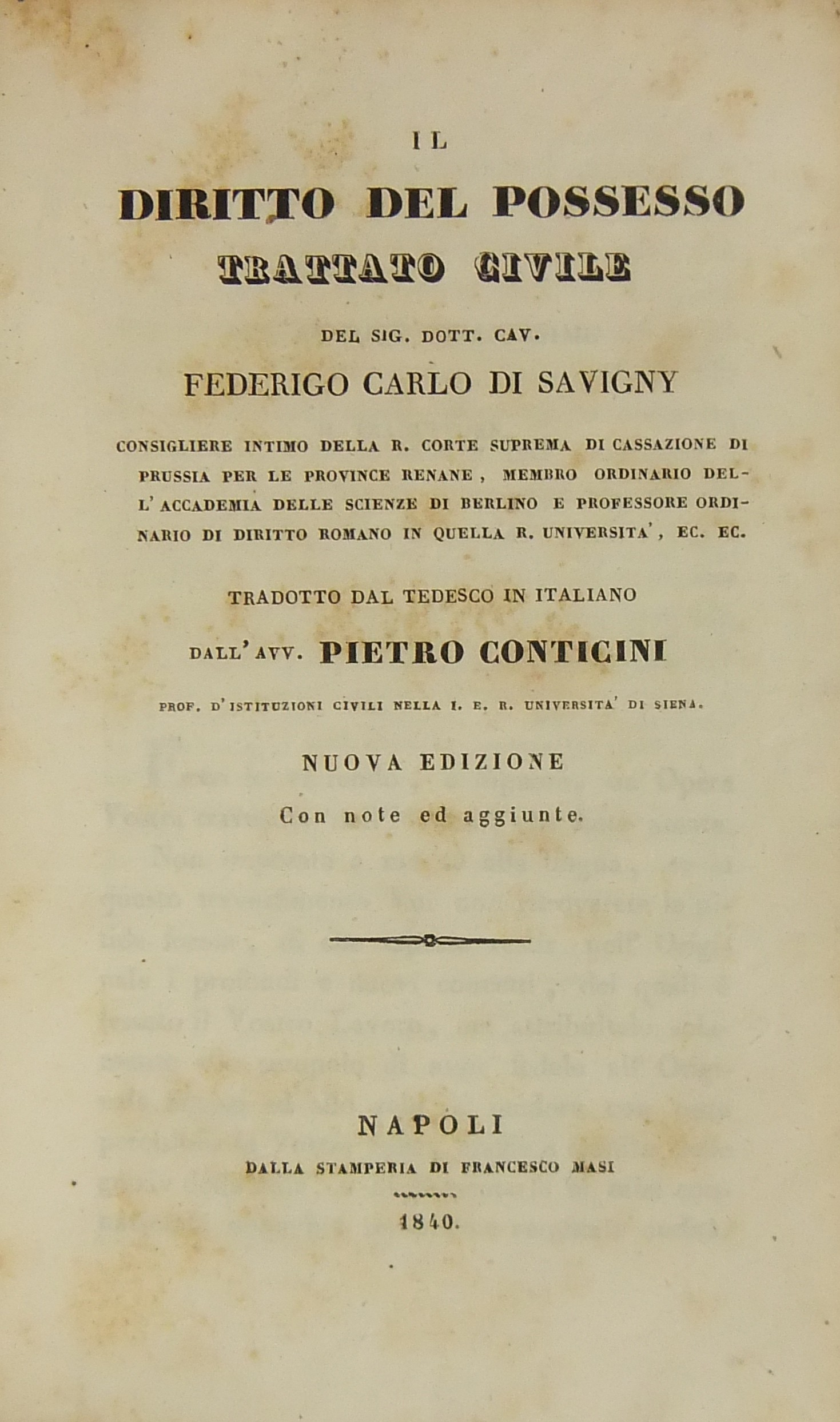 Il diritto del possesso trattato civile..