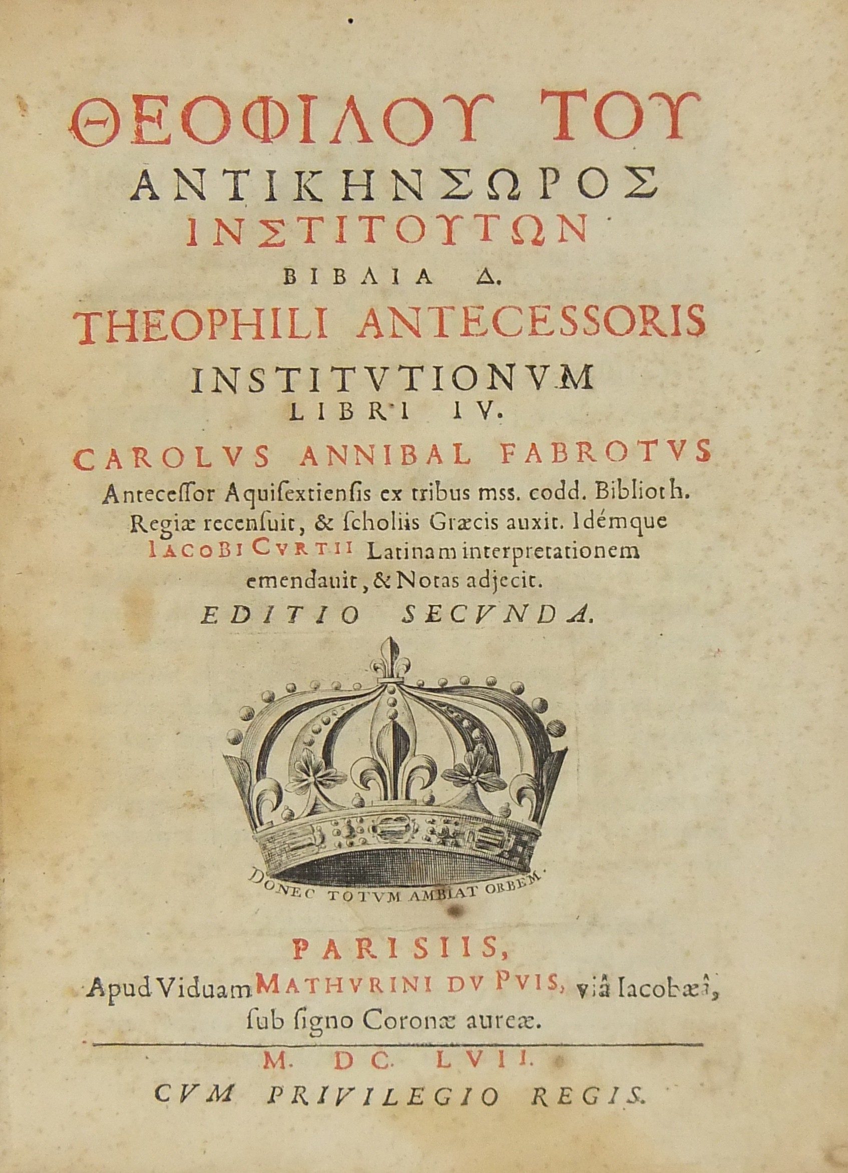 Theophili Antecessoris Institutionum libri IV 