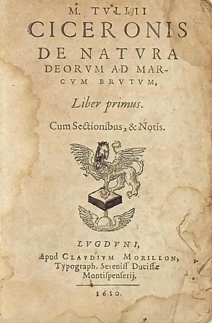 M. Tullii Ciceronis De natura deorum ad Marcum Brutum.
