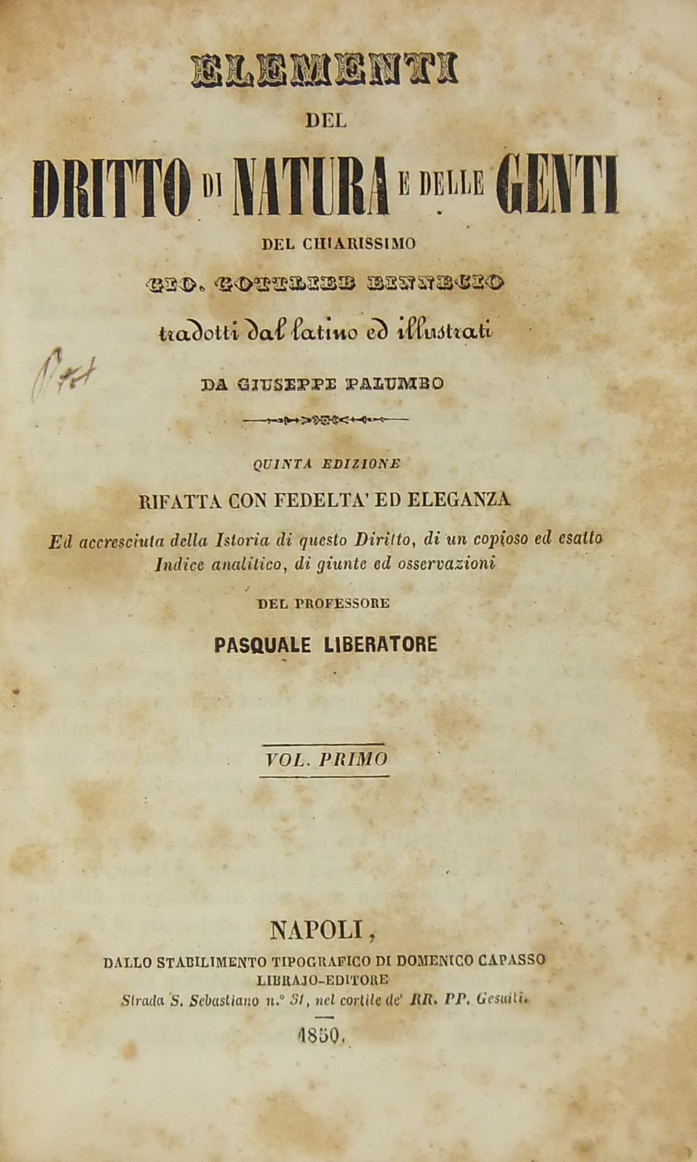 Elementi del dritto di natura e delle genti.