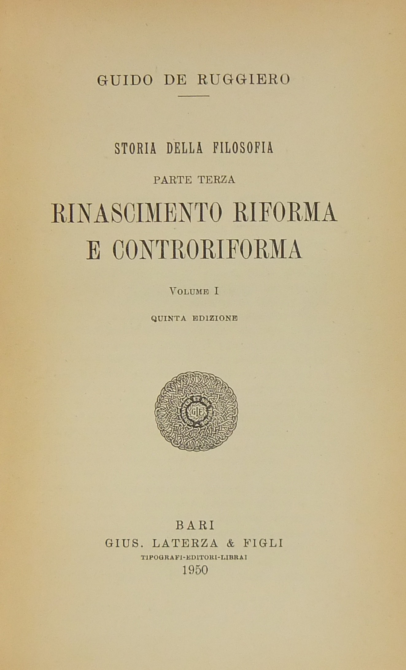 Storia della Filosofia. Parte terza - Rinascimento, Riforma e Controriforma