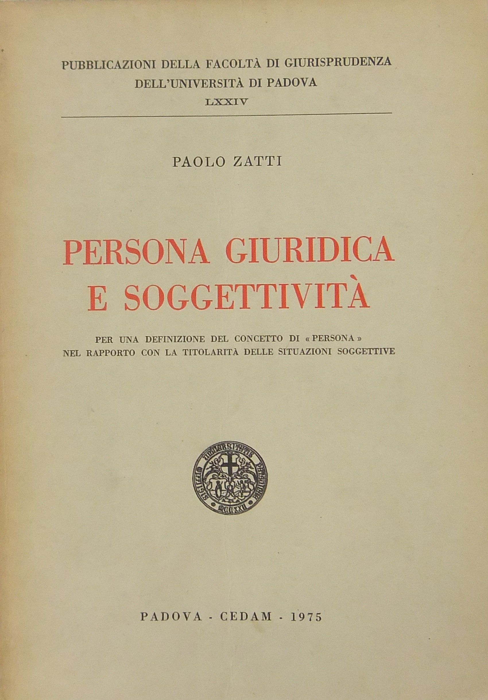 Persona giuridica e soggettività.