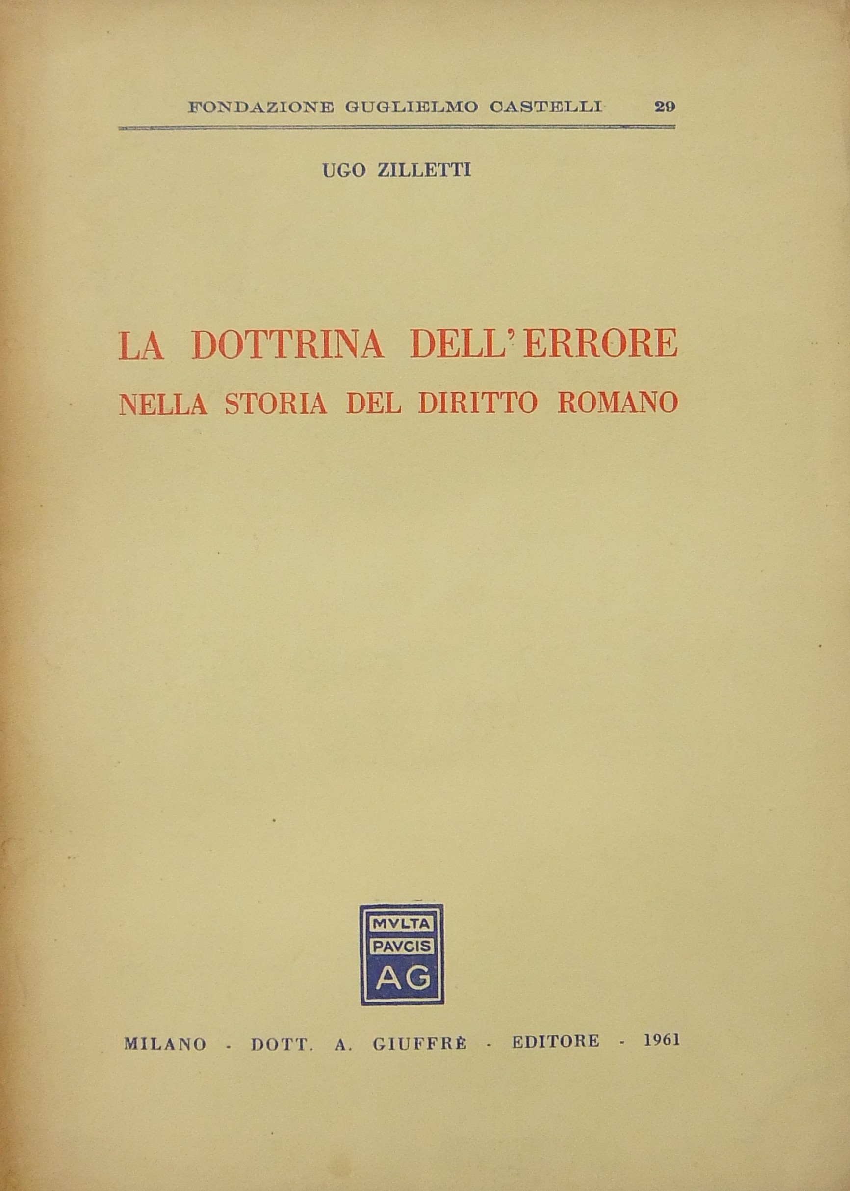 La dottrina dell'errore nella storia del diritto romano