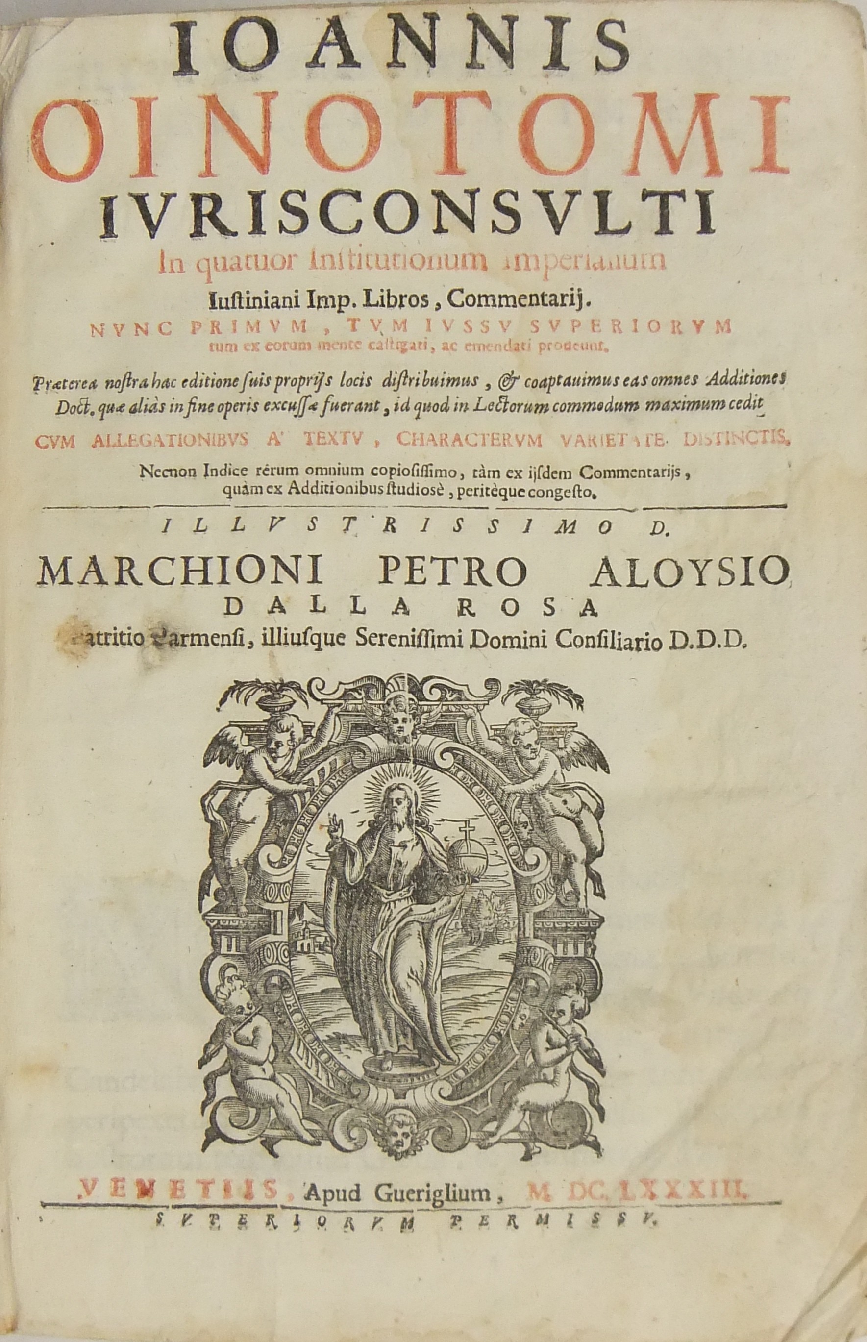 Joannis Oinotomi.. In quatuor Institutionum Imperialium Justiniani