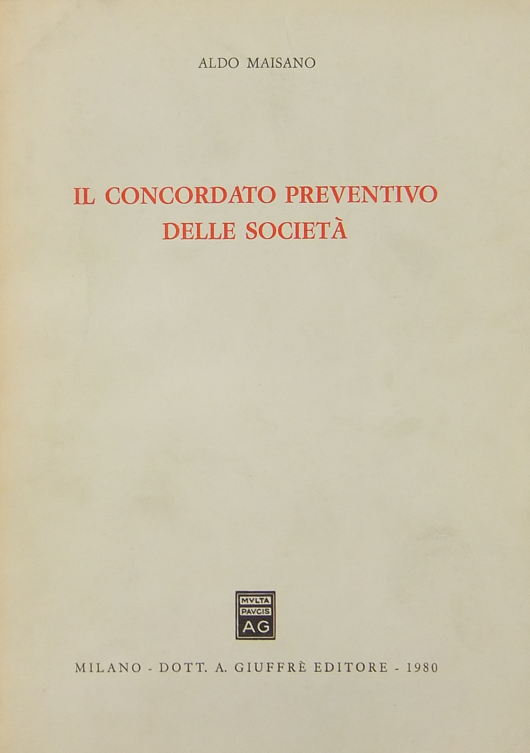 Il concordato preventivo delle società