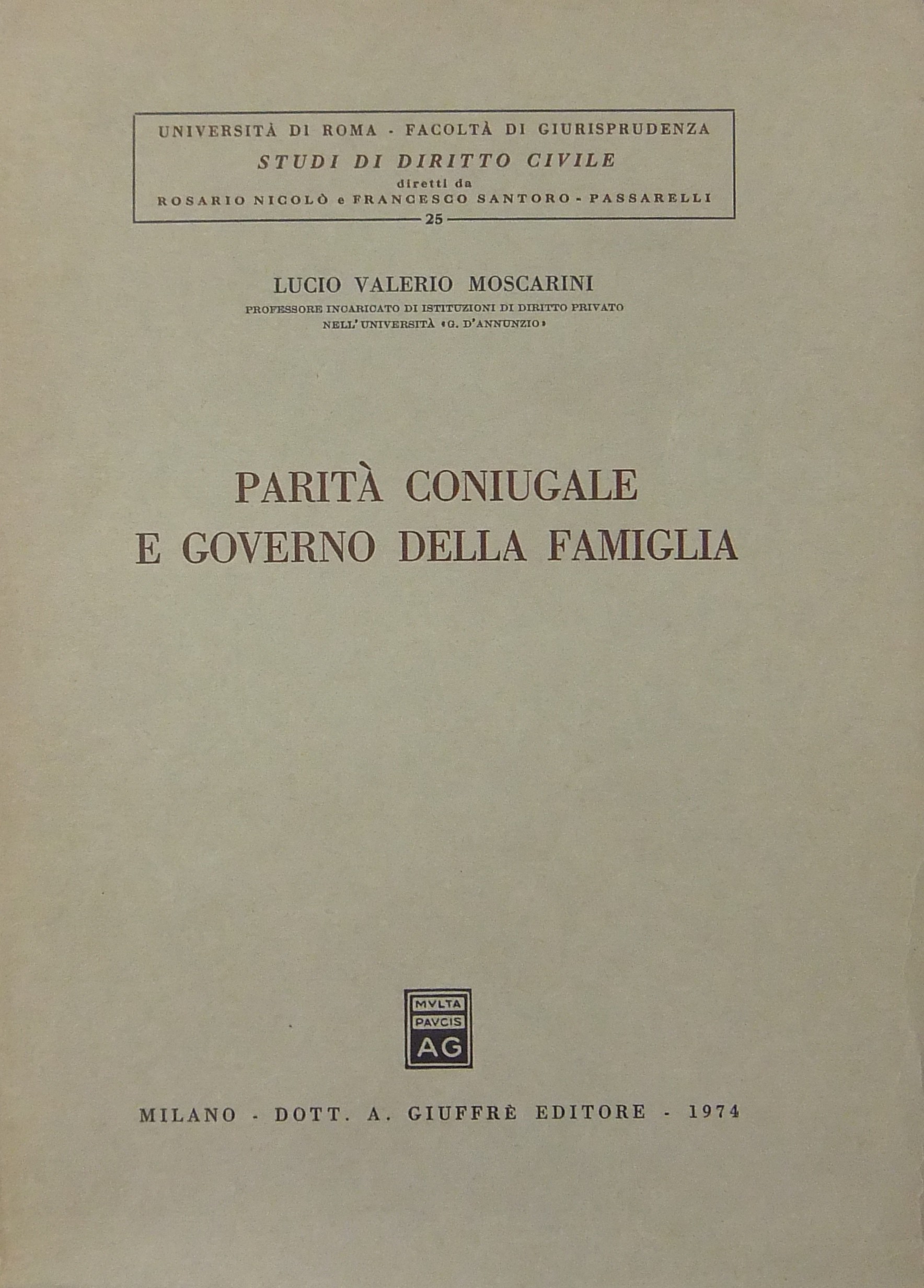 Parità coniugale e governo della famiglia
