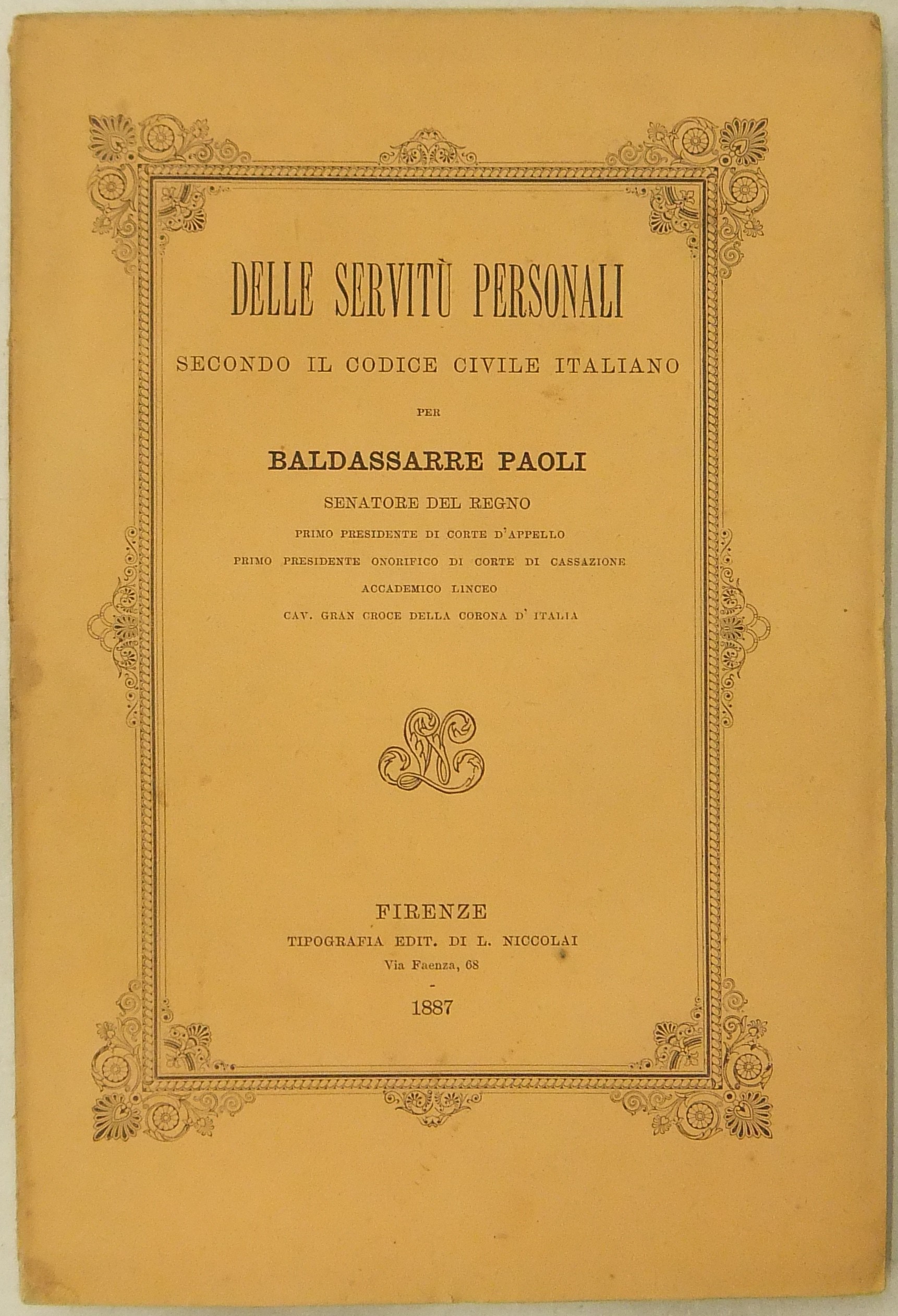 Delle servitù personali secondo il Codice Civile Italiano