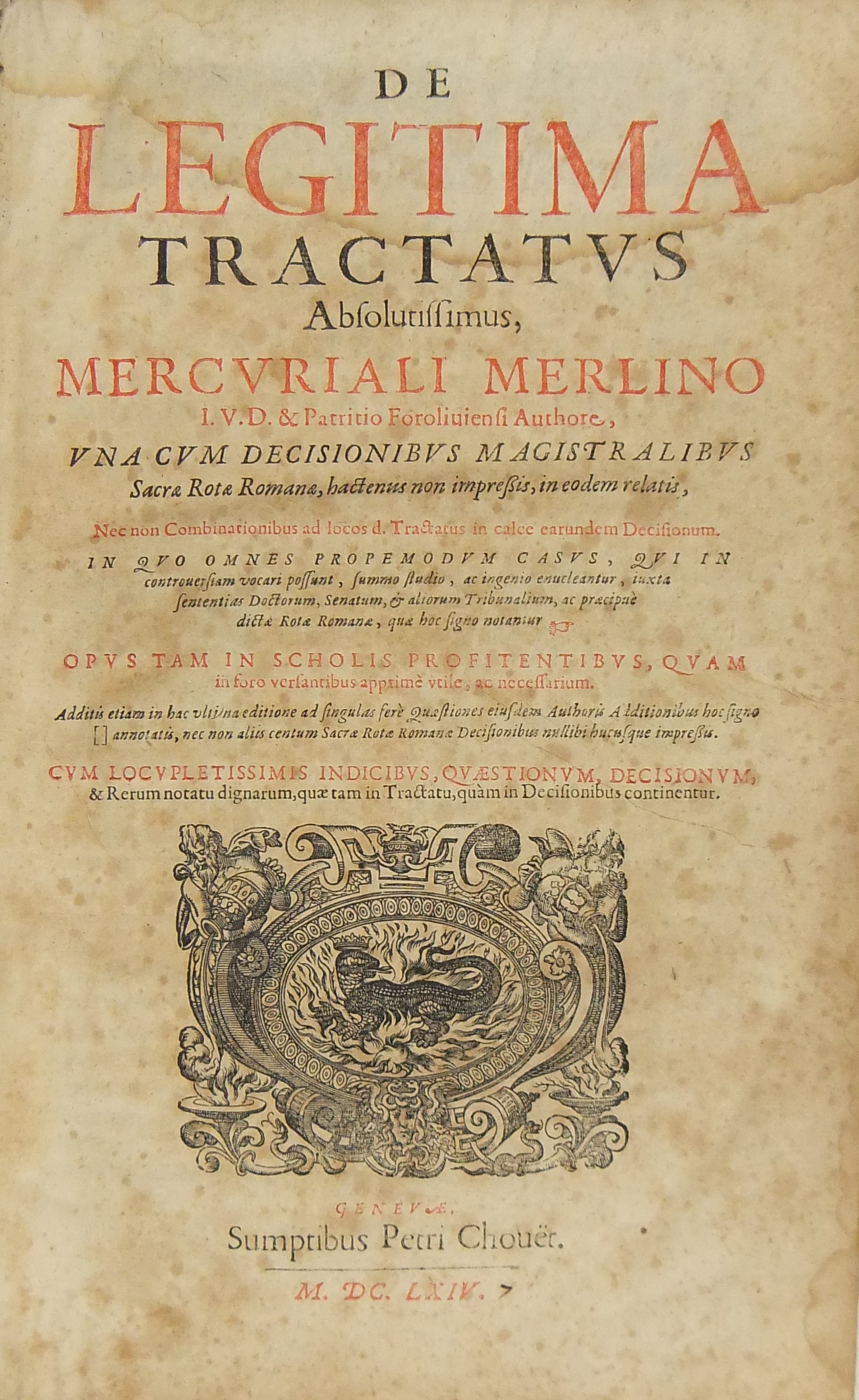 Mercuriali Merlino.. De legitima tractatus 