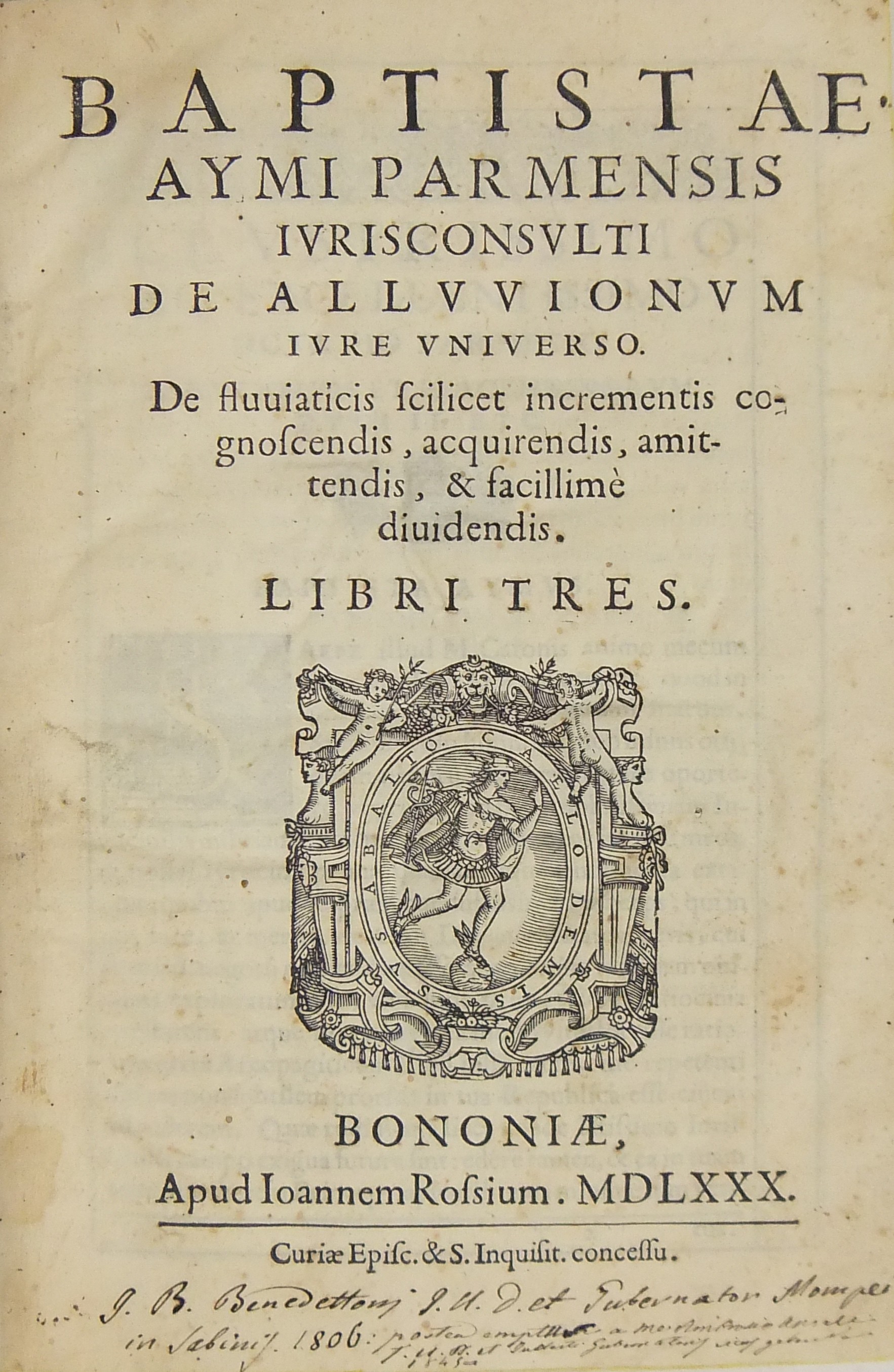 Baptistae Aymi Pamensis, De alluvionum iure universo. 