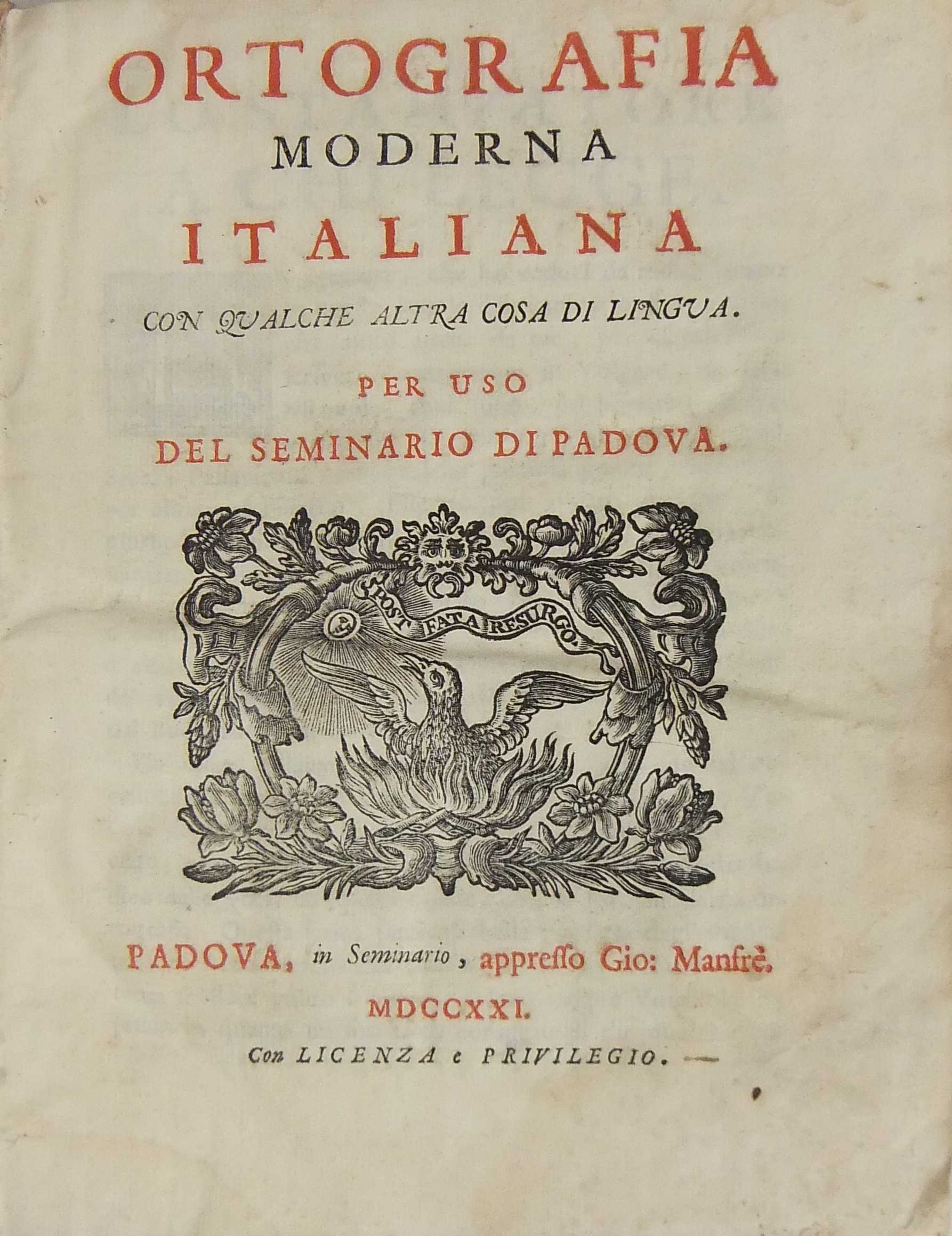 Ortografia moderna italiana con qualche altra cosa di lingua.