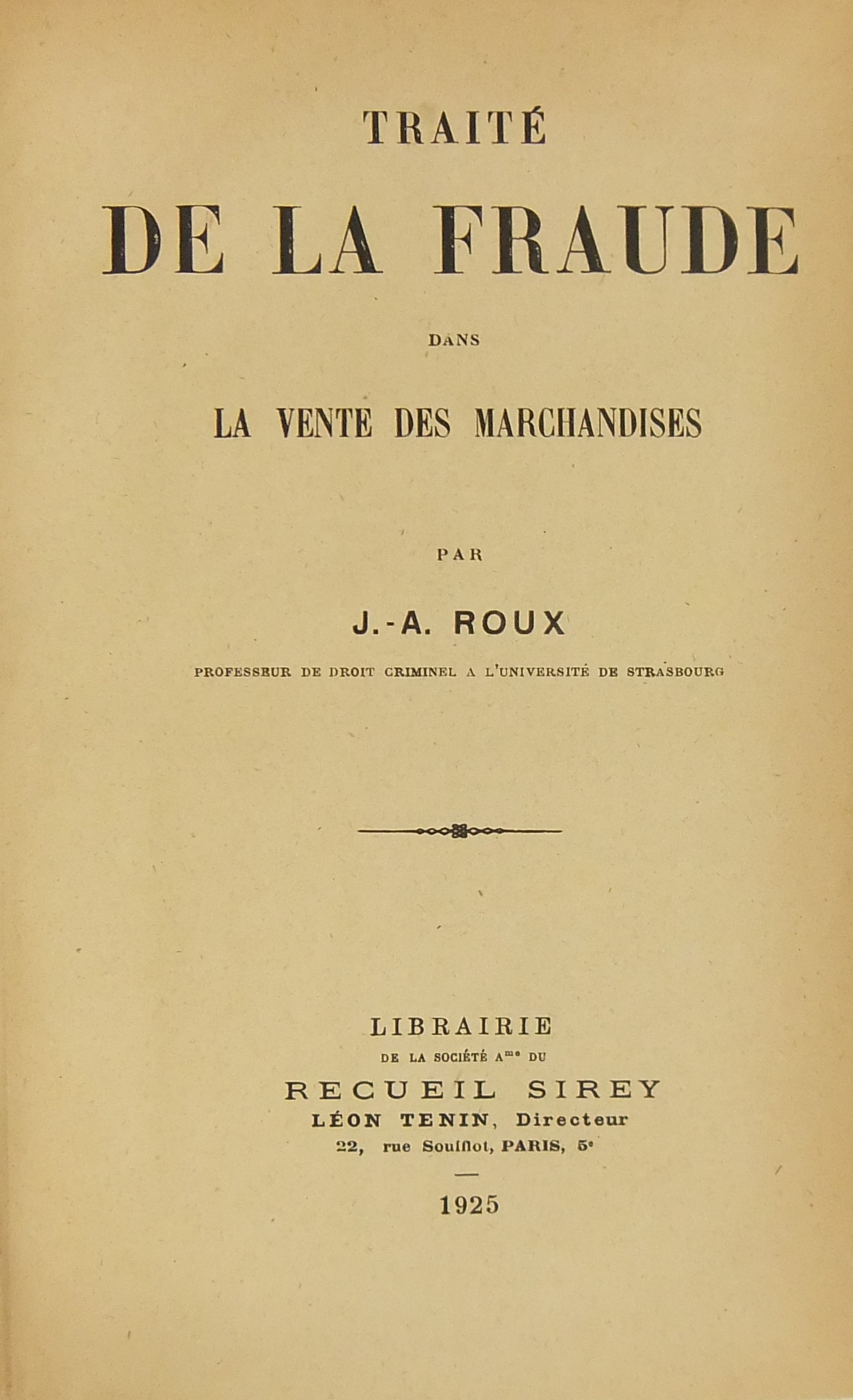 Traite de la fraude dans la vente des marchandises