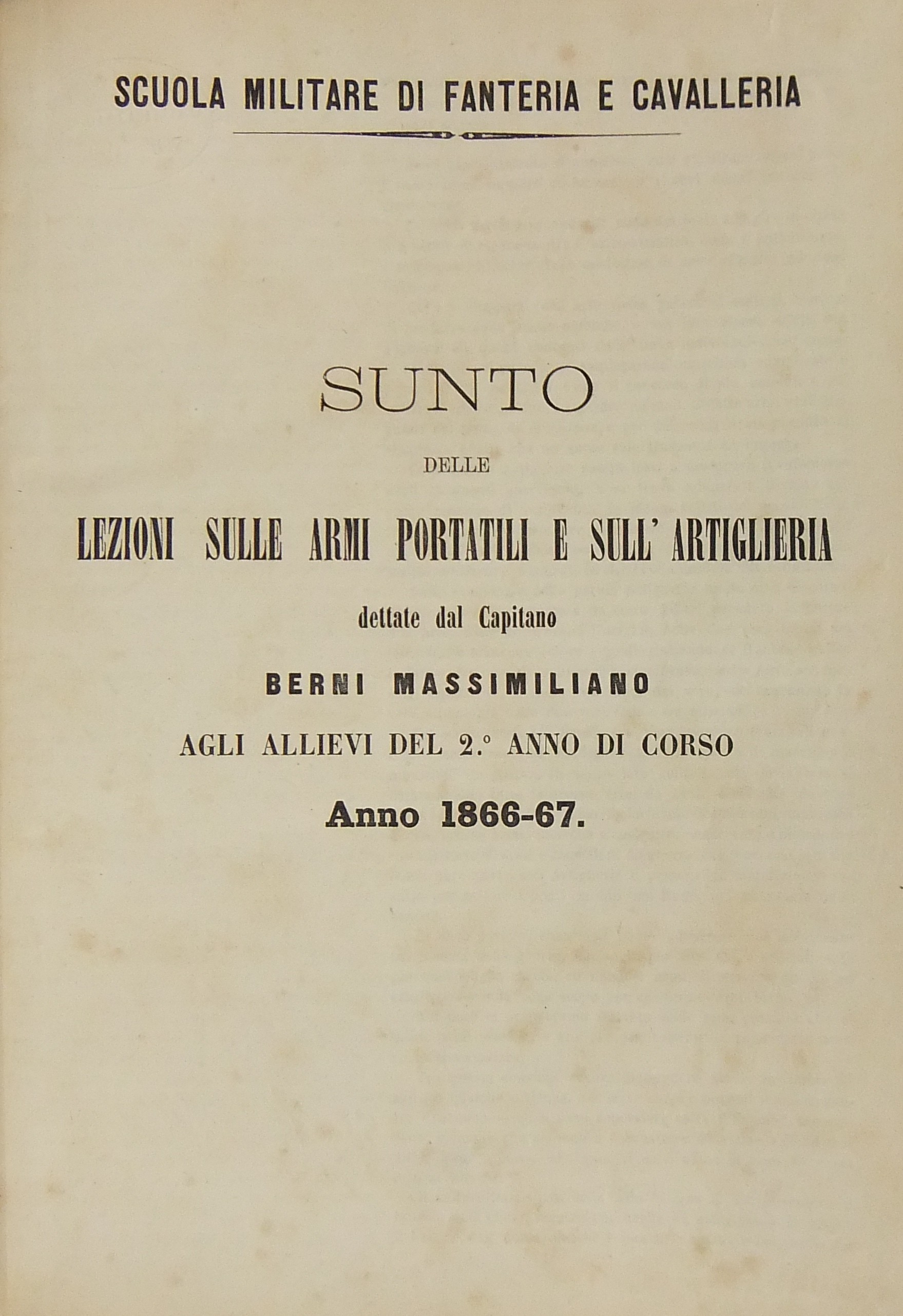 Sunto delle lezioni sulle armi portatili e sull'artiglieria