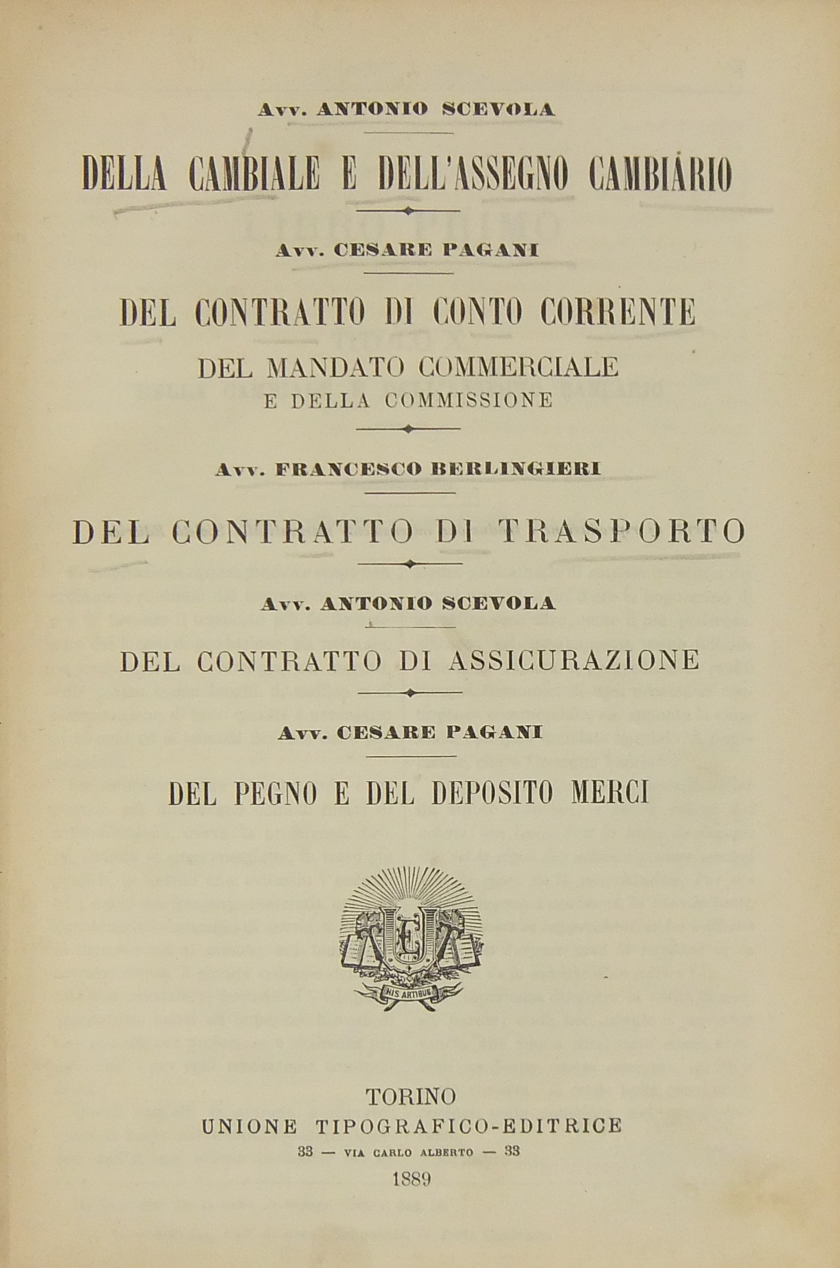 Della cambiale e dell'assegno bancario (Scevola).