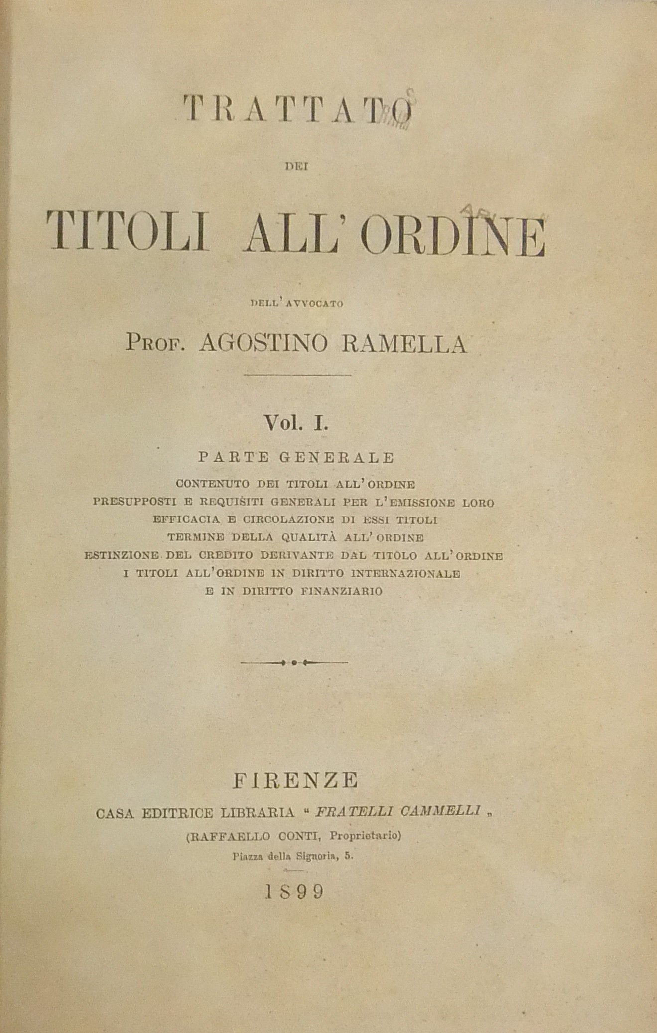 Trattato dei titoli all'ordine. 