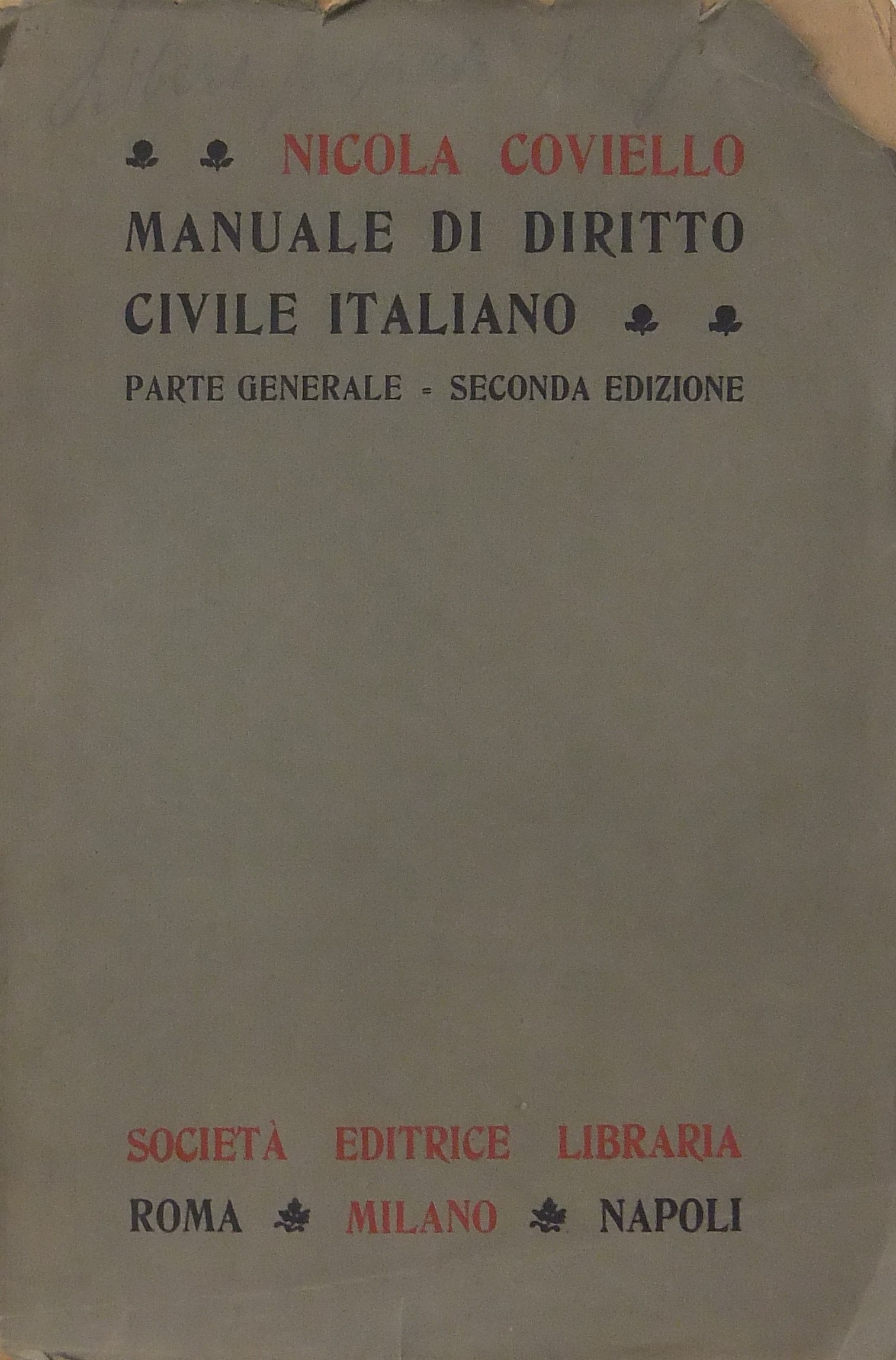 Manuale di diritto civile italiano. Parte generale
