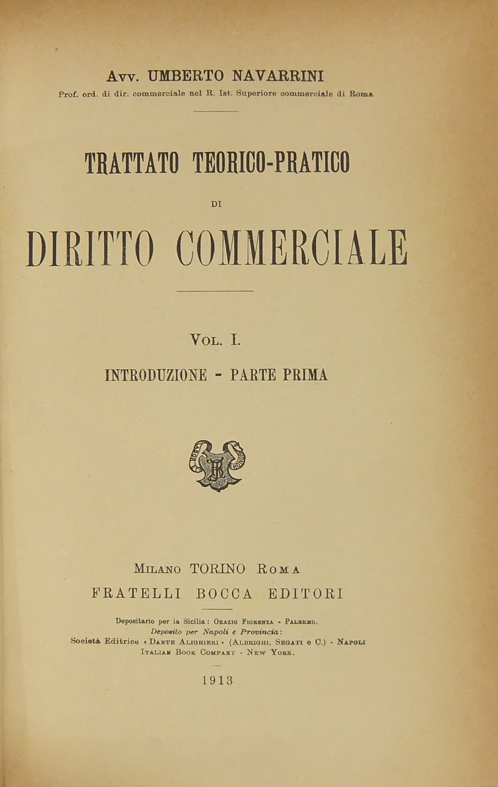 Trattato teorico-pratico di diritto commerciale. 