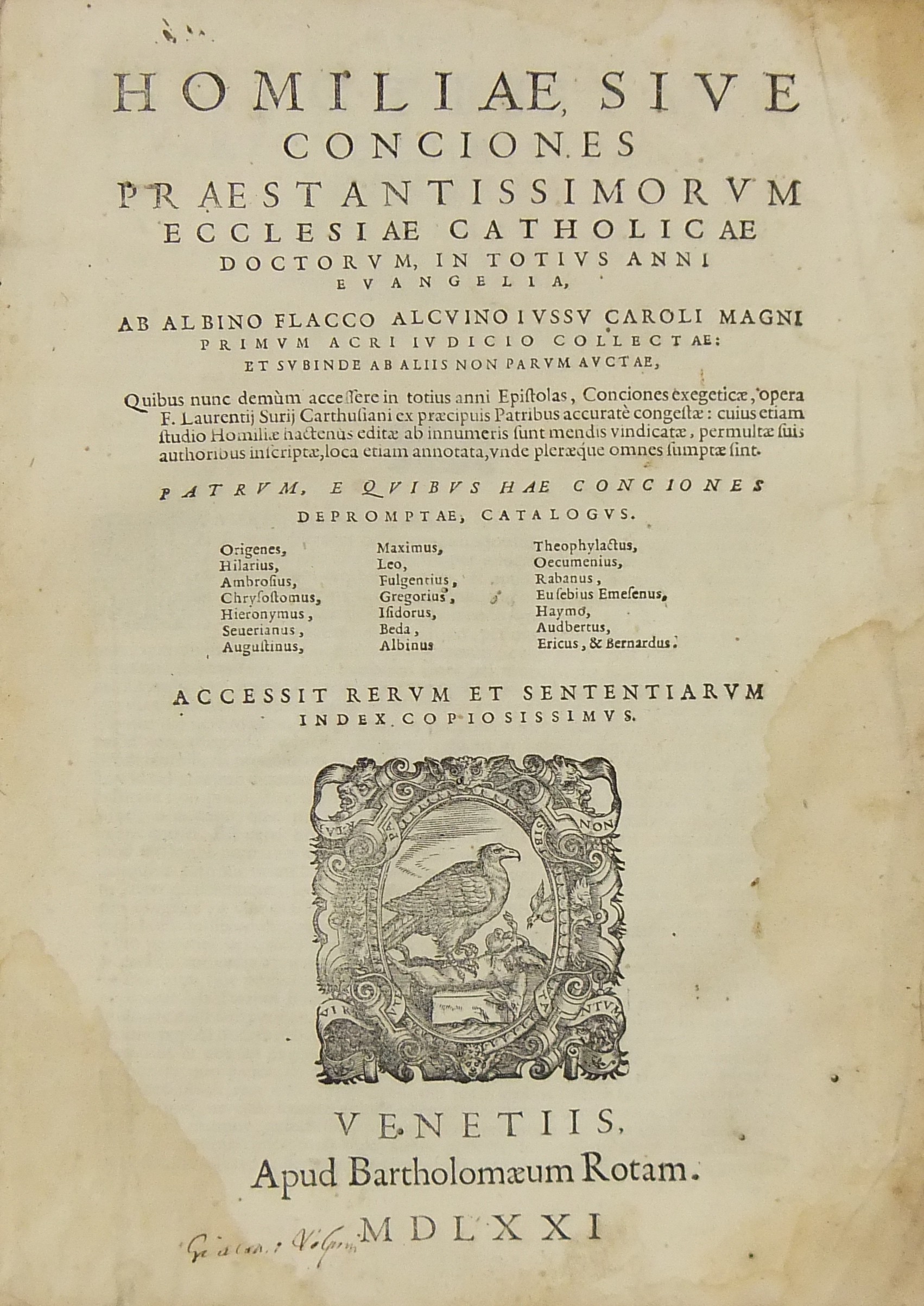 Homiliae, sive conciones praestantissimorum ecclesiae catholicae 