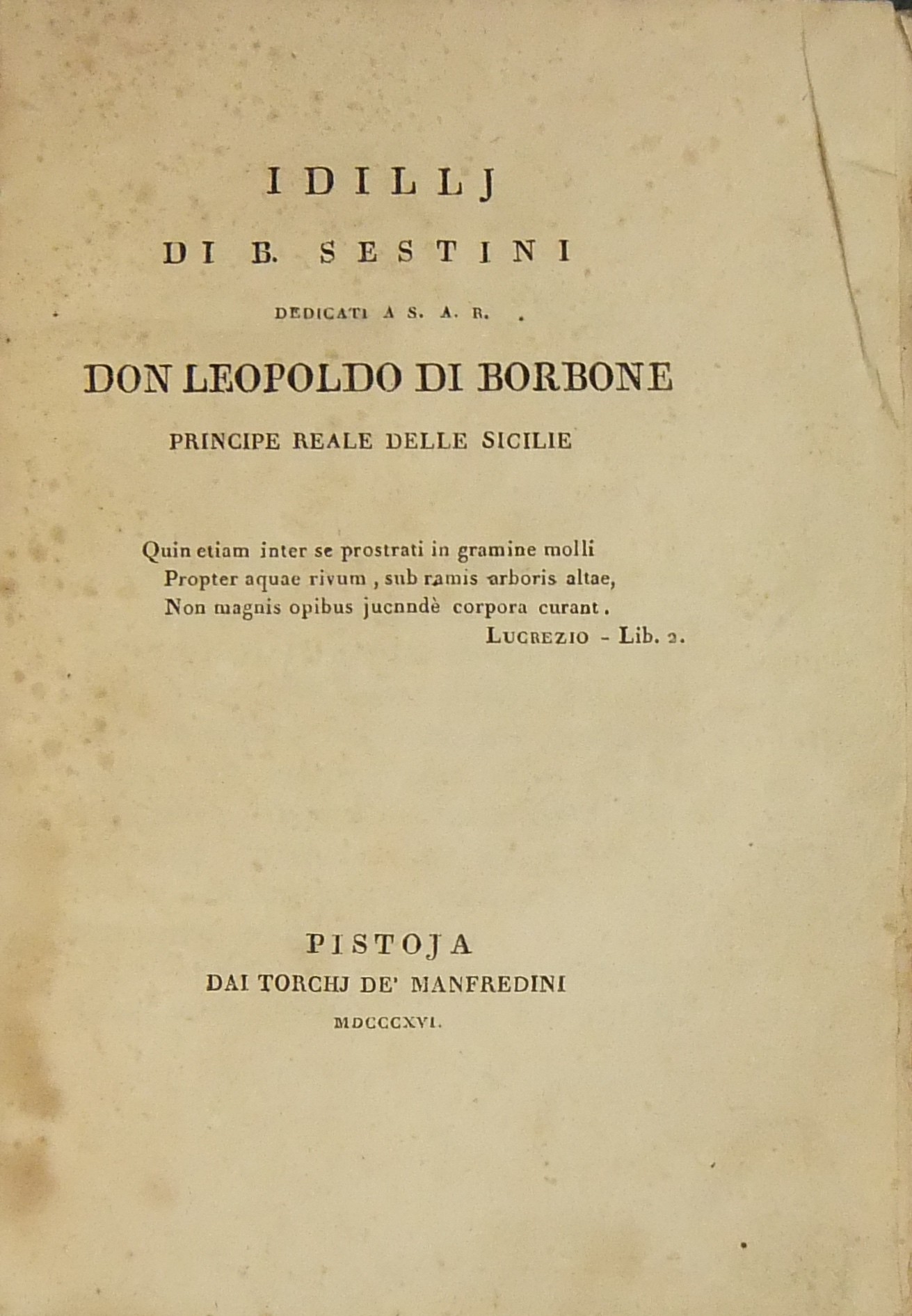 Idillj dedicati a S.A.R. Don Leopoldo di Borbone Principe Reale delle Due Sicilie