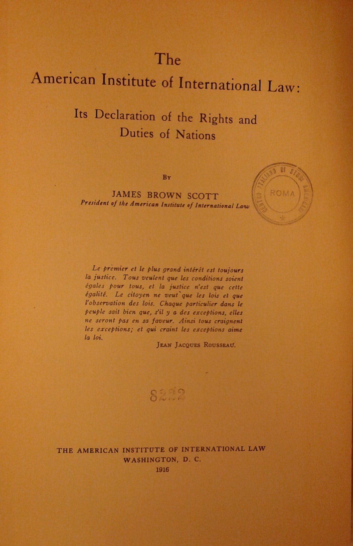 Institut Americain de Droit International.